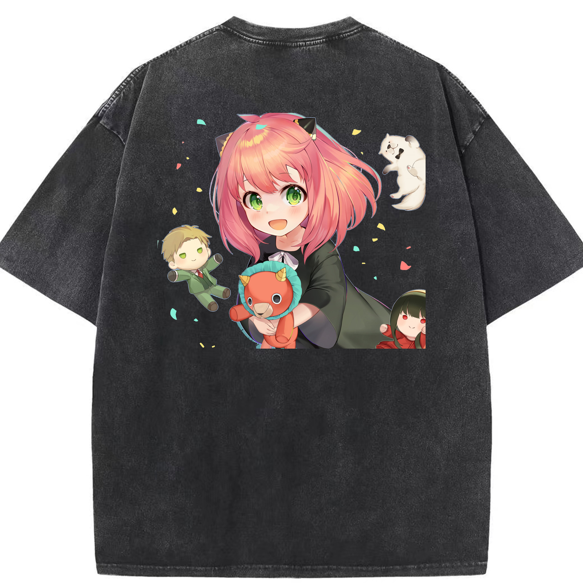 （画像用） SPY×FAMILY间谍家家酒 綿100% ヴィンテージ風 半袖Tシャツ（背面プリント）