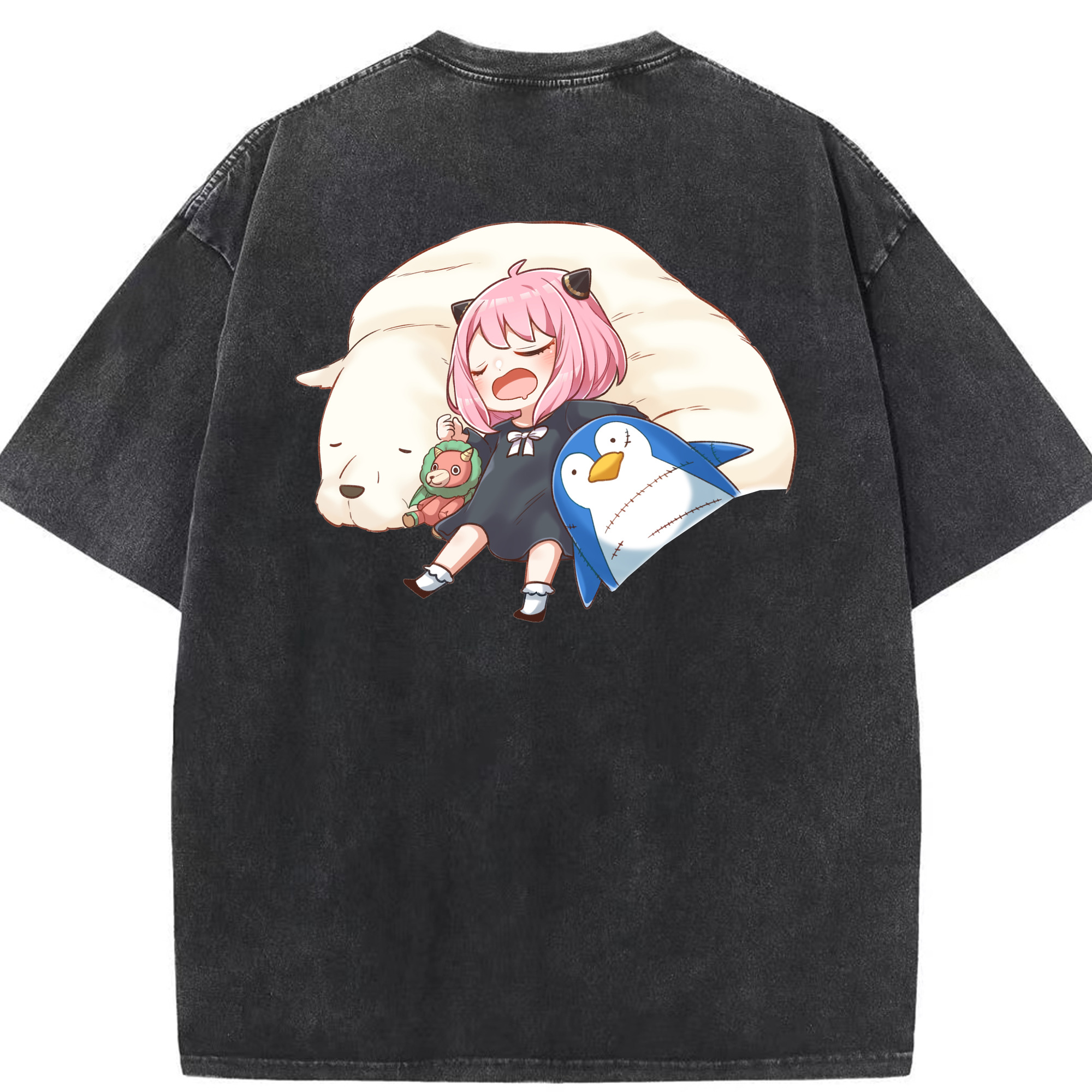 （画像用） SPY×FAMILY间谍家家酒 綿100% ヴィンテージ風 半袖Tシャツ（背面プリント）