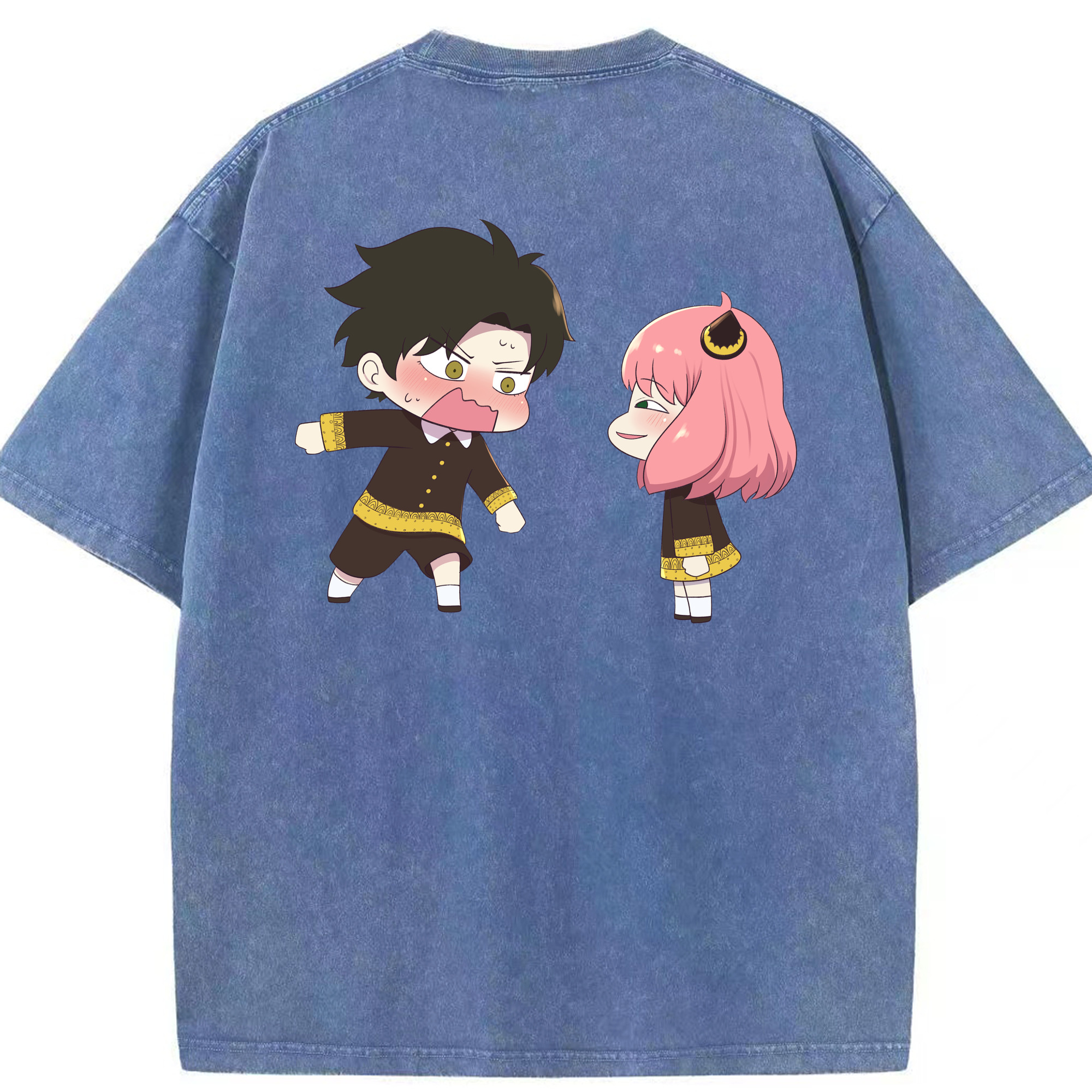 （画像用） SPY×FAMILY间谍家家酒 綿100% ヴィンテージ風 半袖Tシャツ（背面プリント）