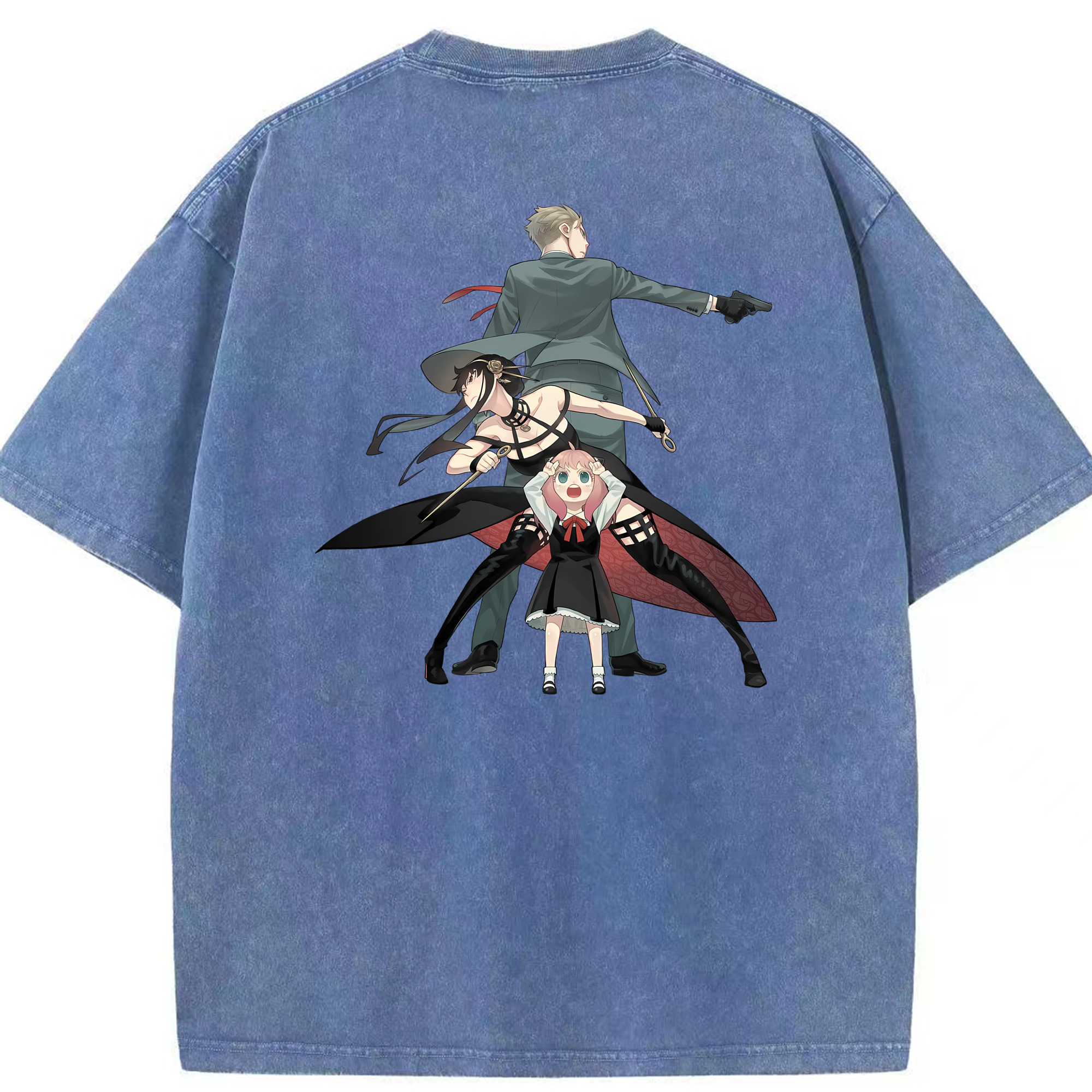 （画像用） SPY×FAMILY间谍家家酒 綿100% ヴィンテージ風 半袖Tシャツ（背面プリント）