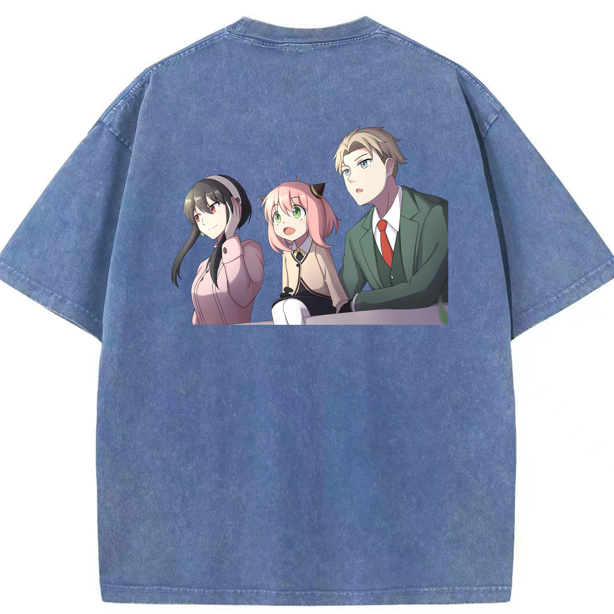 （画像用） SPY×FAMILY间谍家家酒 綿100% ヴィンテージ風 半袖Tシャツ（背面プリント）