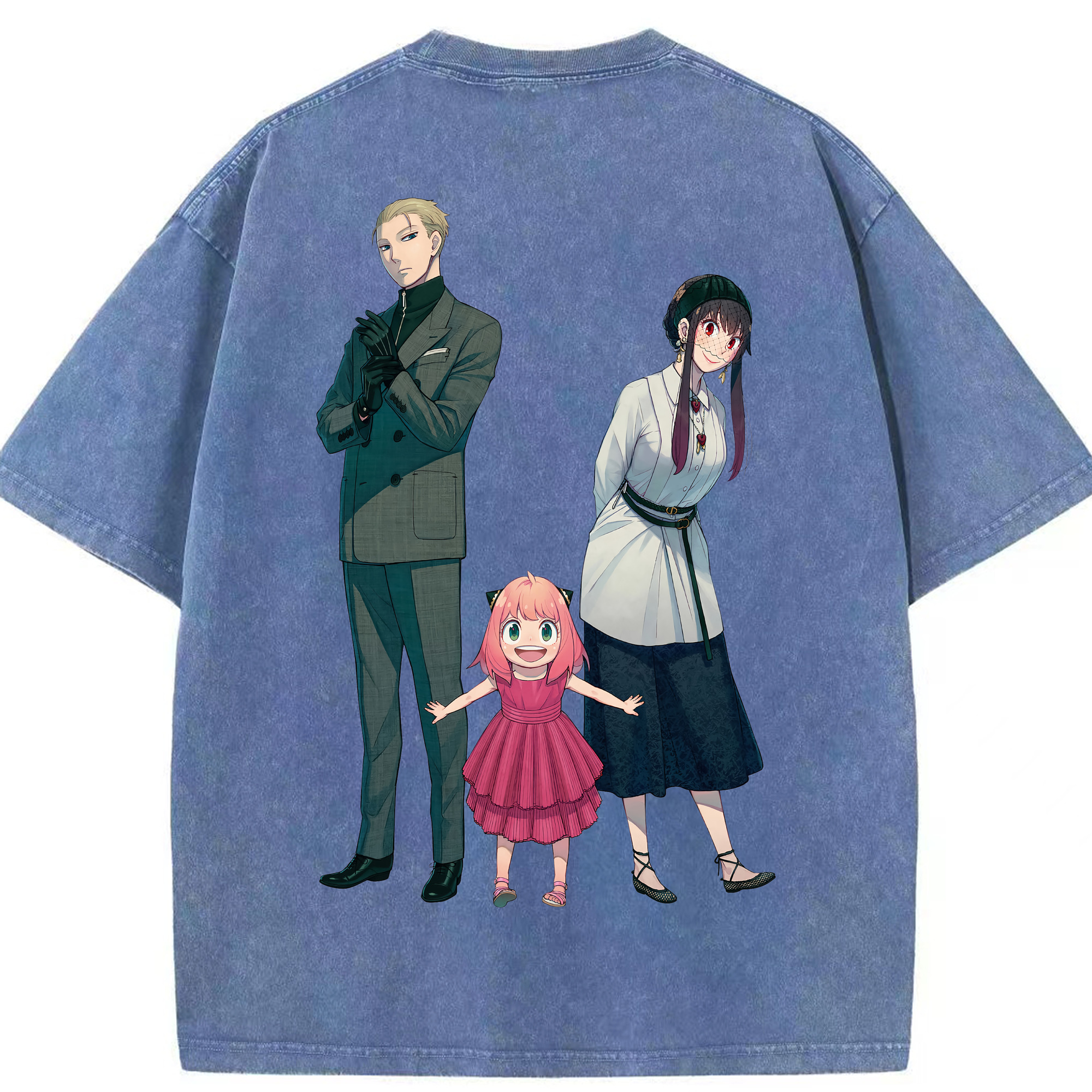 （画像用） SPY×FAMILY间谍家家酒 綿100% ヴィンテージ風 半袖Tシャツ（背面プリント）