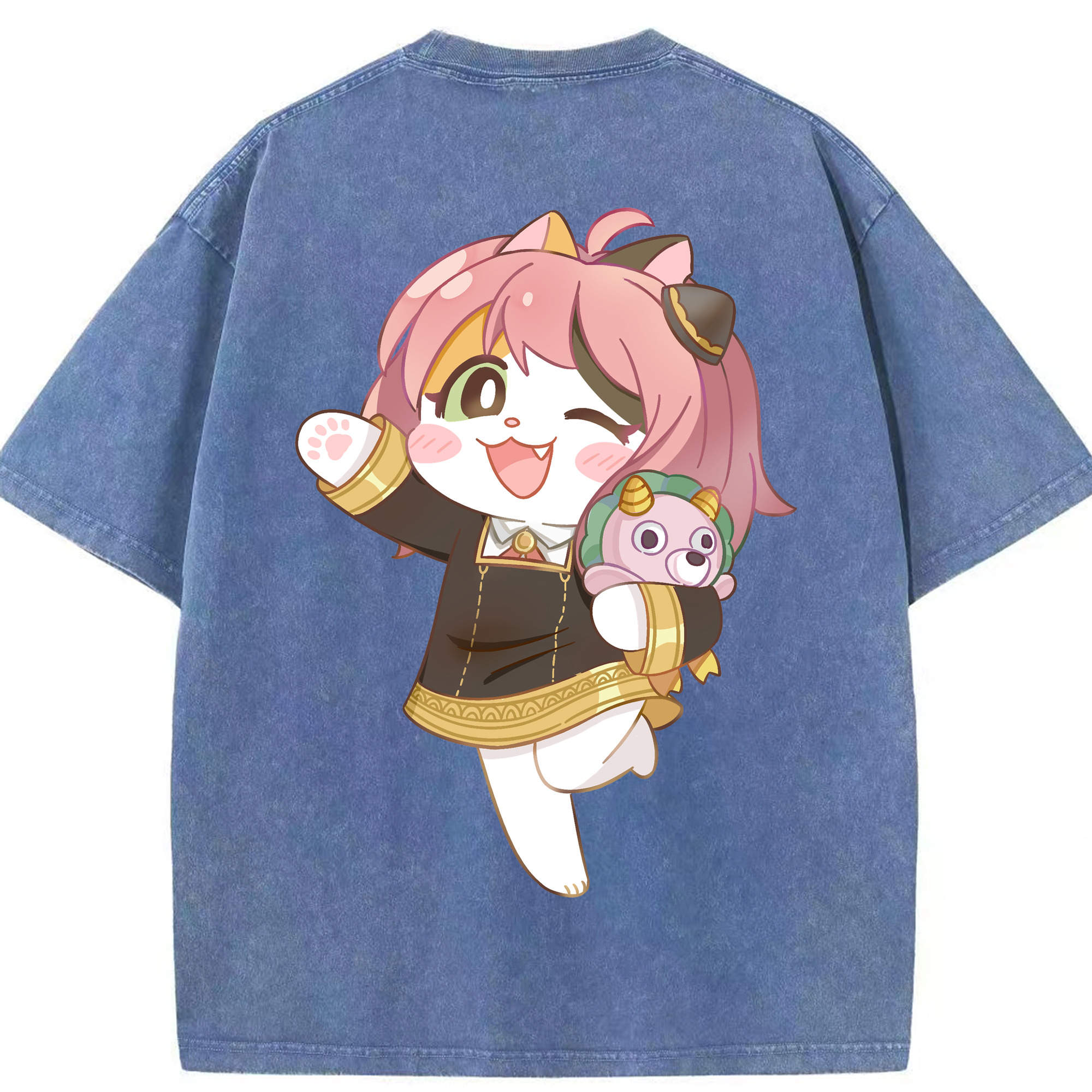 （画像用） SPY×FAMILY间谍家家酒 綿100% ヴィンテージ風 半袖Tシャツ（背面プリント）