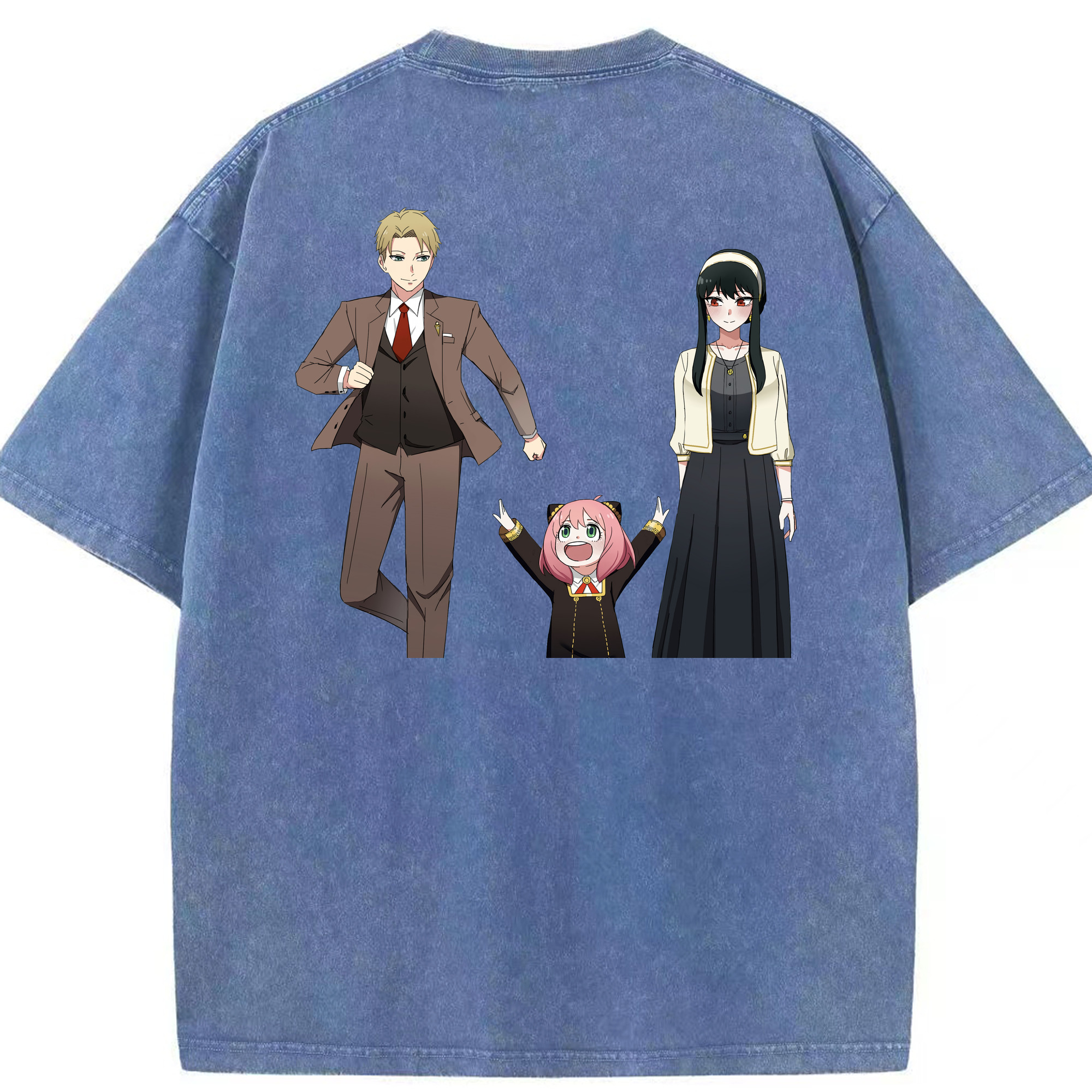 （画像用） SPY×FAMILY间谍家家酒 綿100% ヴィンテージ風 半袖Tシャツ（背面プリント）