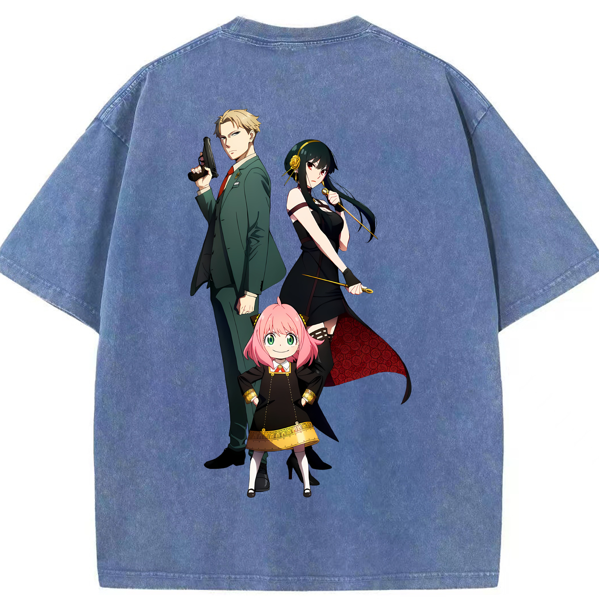 （画像用） SPY×FAMILY间谍家家酒 綿100% ヴィンテージ風 半袖Tシャツ（背面プリント）