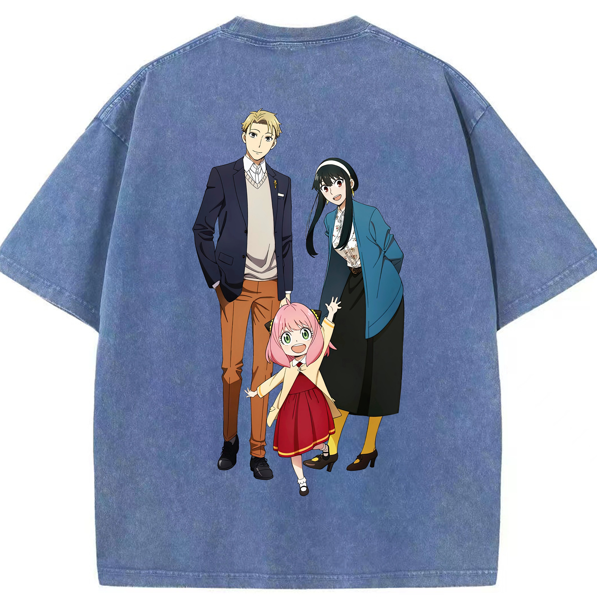 （画像用） SPY×FAMILY间谍家家酒 綿100% ヴィンテージ風 半袖Tシャツ（背面プリント）