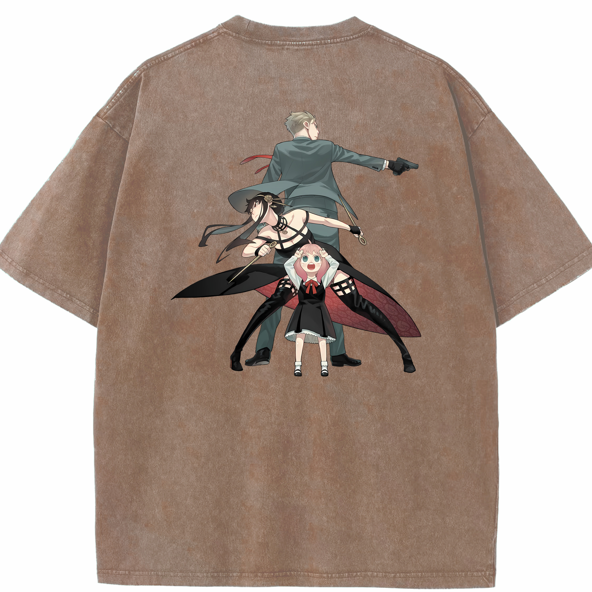 （画像用） SPY×FAMILY间谍家家酒 綿100% ヴィンテージ風 半袖Tシャツ（背面プリント）