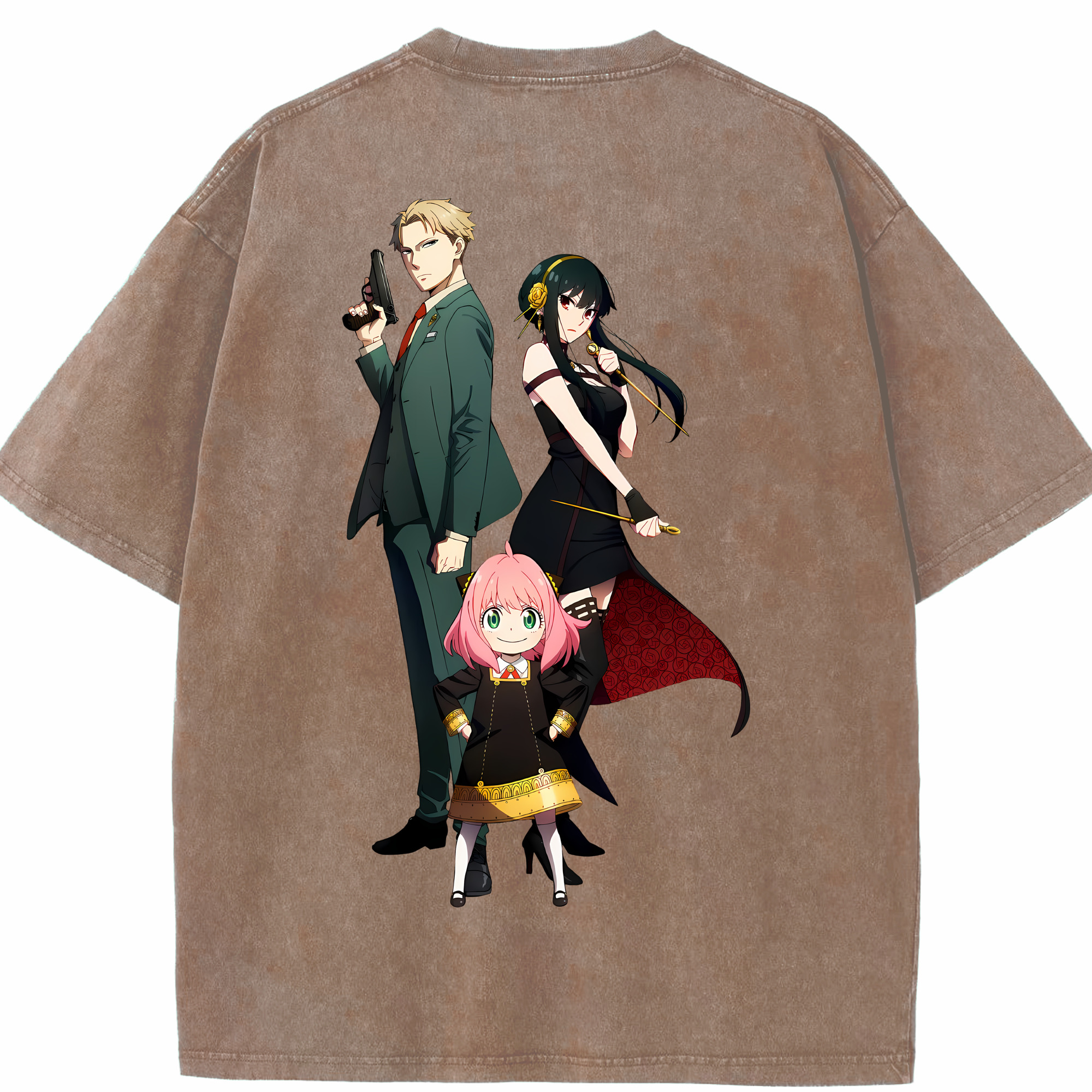 （画像用） SPY×FAMILY间谍家家酒 綿100% ヴィンテージ風 半袖Tシャツ（背面プリント）