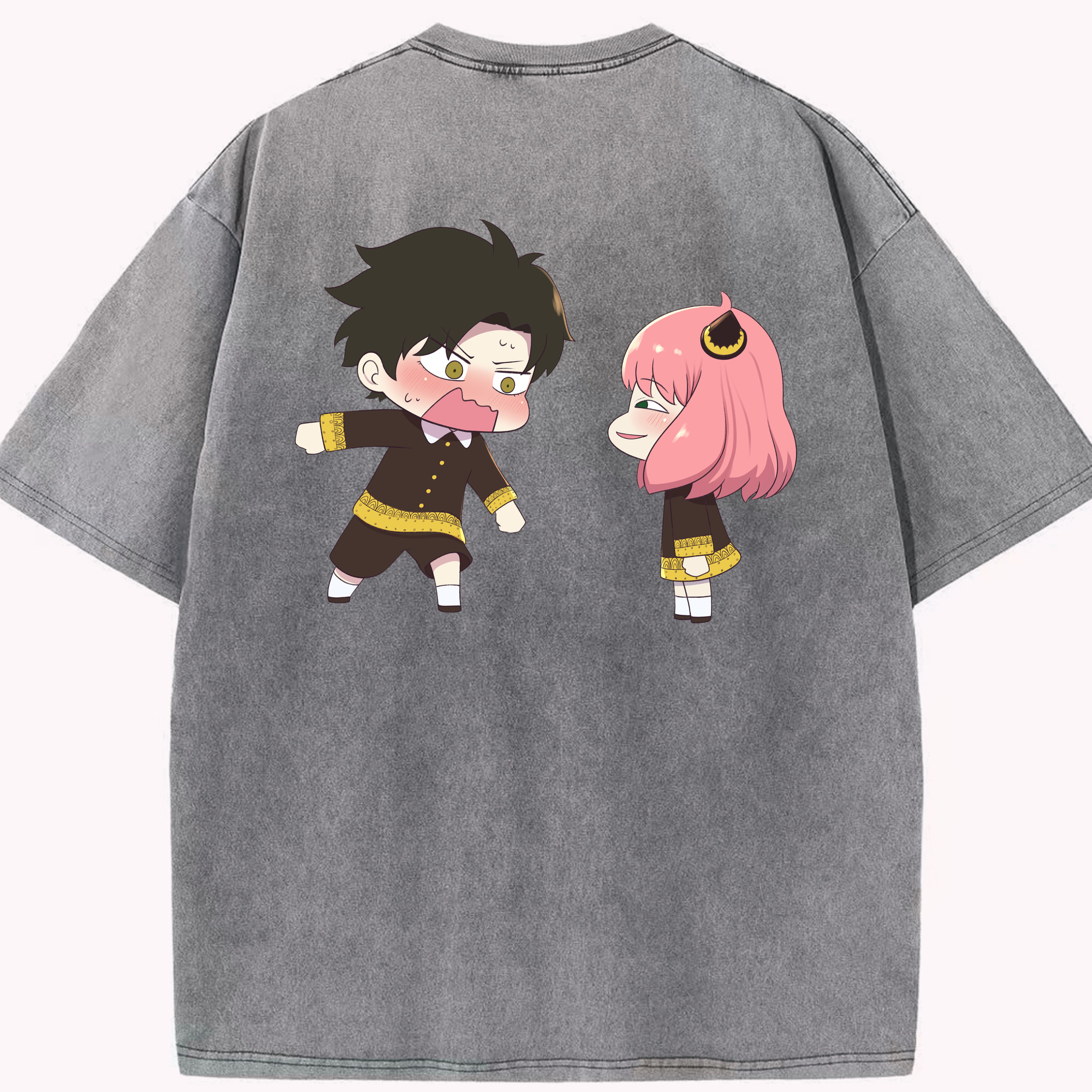 （画像用） SPY×FAMILY间谍家家酒 綿100% ヴィンテージ風 半袖Tシャツ（背面プリント）