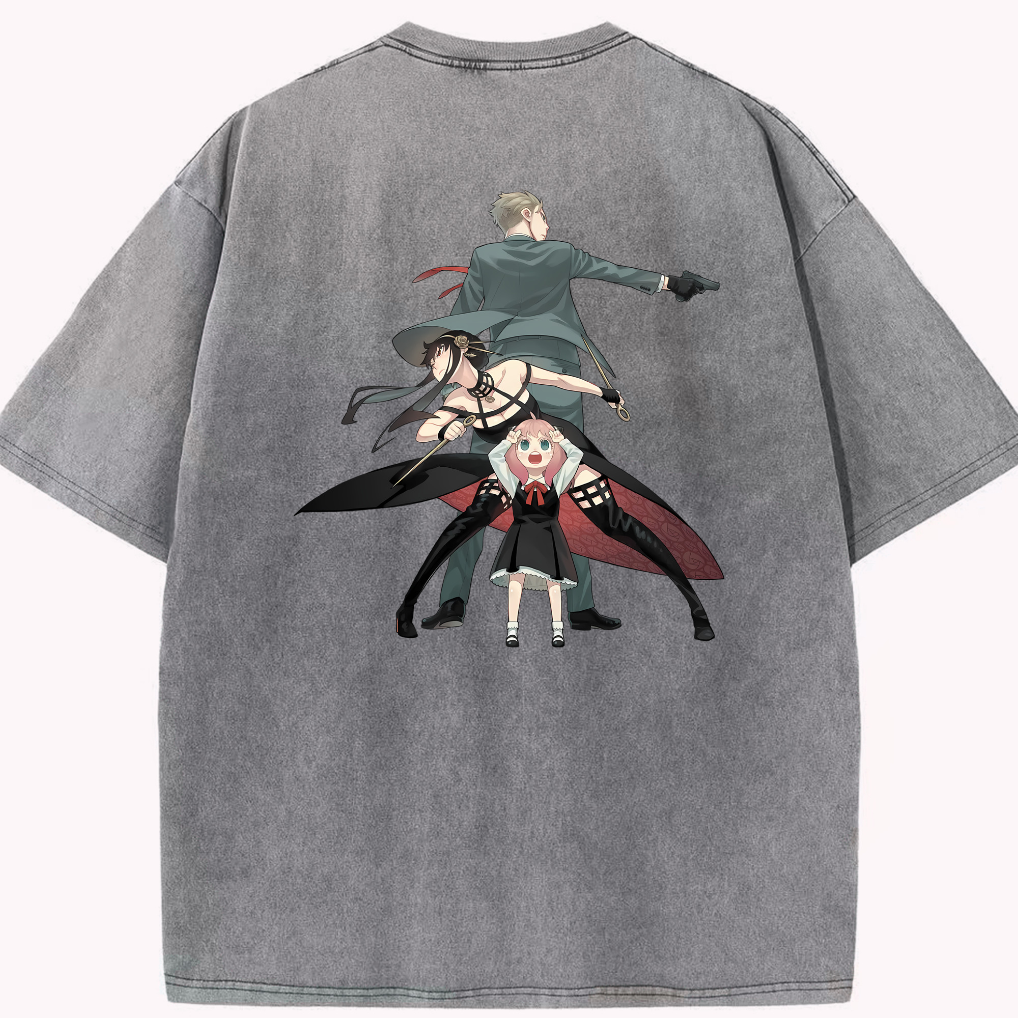（画像用） SPY×FAMILY间谍家家酒 綿100% ヴィンテージ風 半袖Tシャツ（背面プリント）