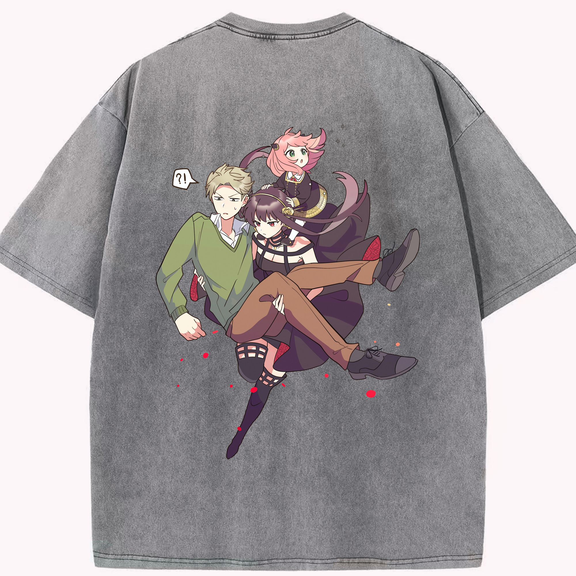 （画像用） SPY×FAMILY间谍家家酒 綿100% ヴィンテージ風 半袖Tシャツ（背面プリント）