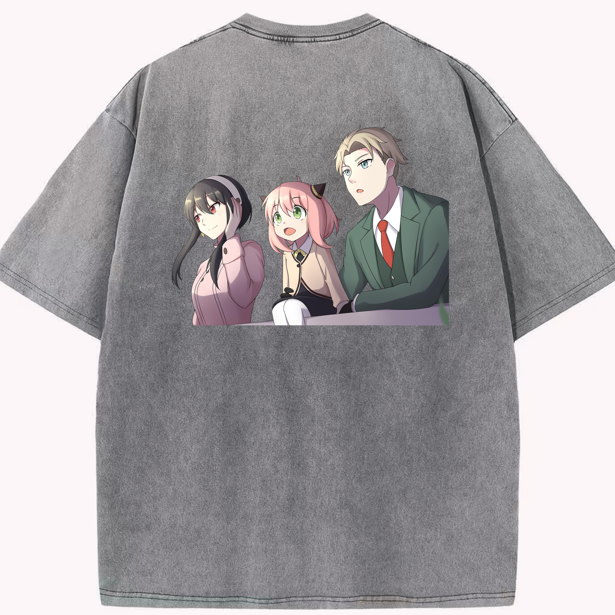 （画像用） SPY×FAMILY间谍家家酒 綿100% ヴィンテージ風 半袖Tシャツ（背面プリント）
