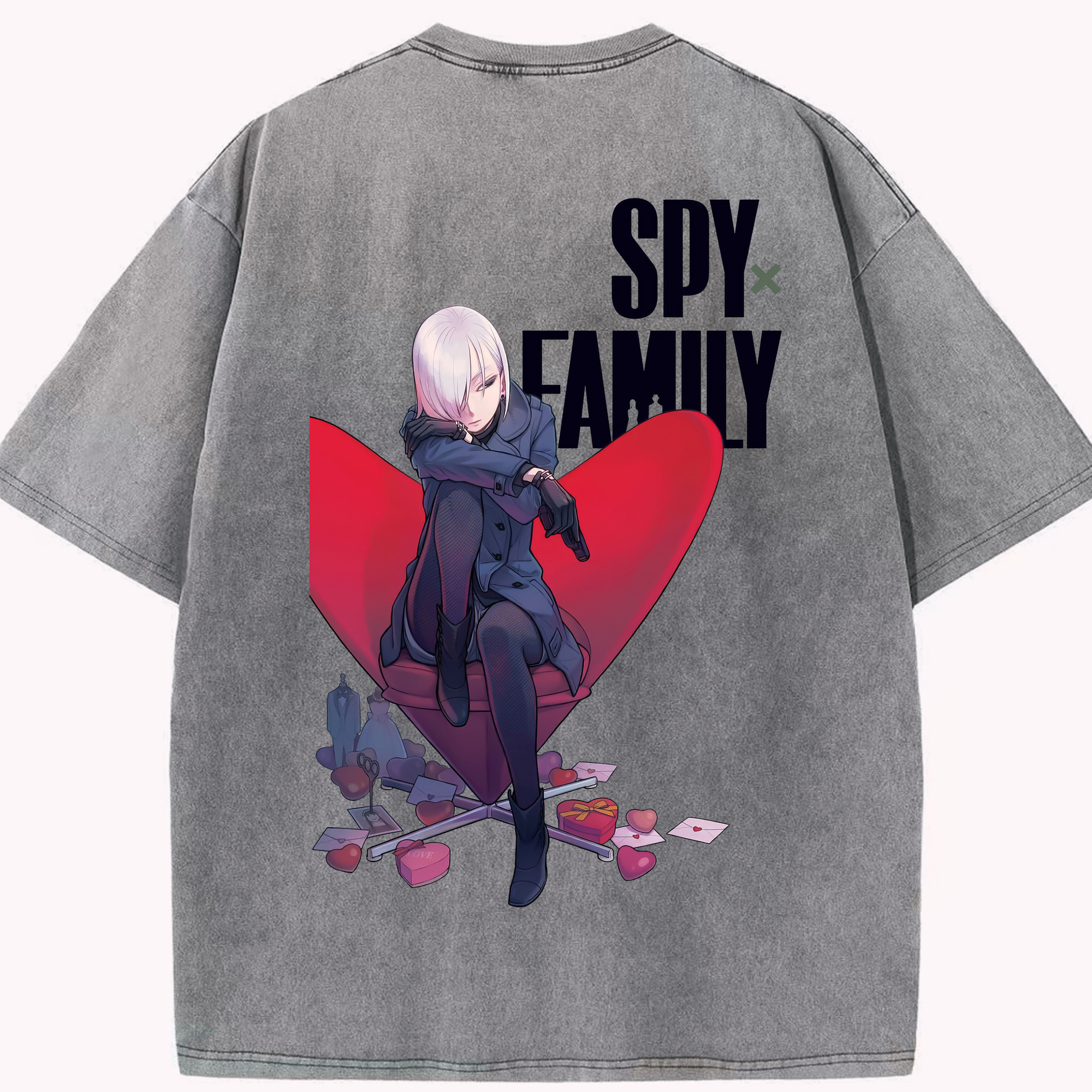 （画像用） SPY×FAMILY间谍家家酒 綿100% ヴィンテージ風 半袖Tシャツ（背面プリント）