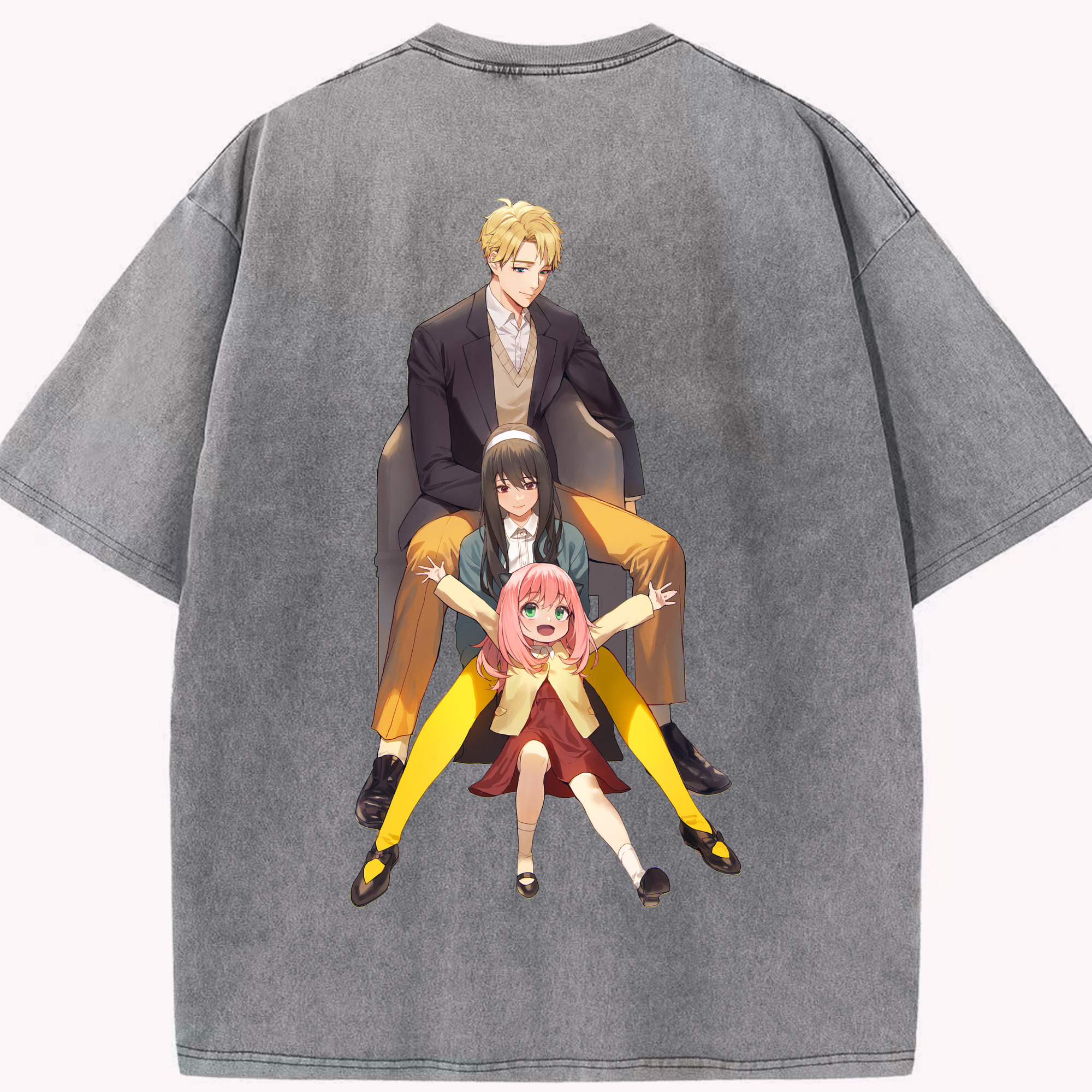 （画像用） SPY×FAMILY间谍家家酒 綿100% ヴィンテージ風 半袖Tシャツ（背面プリント）