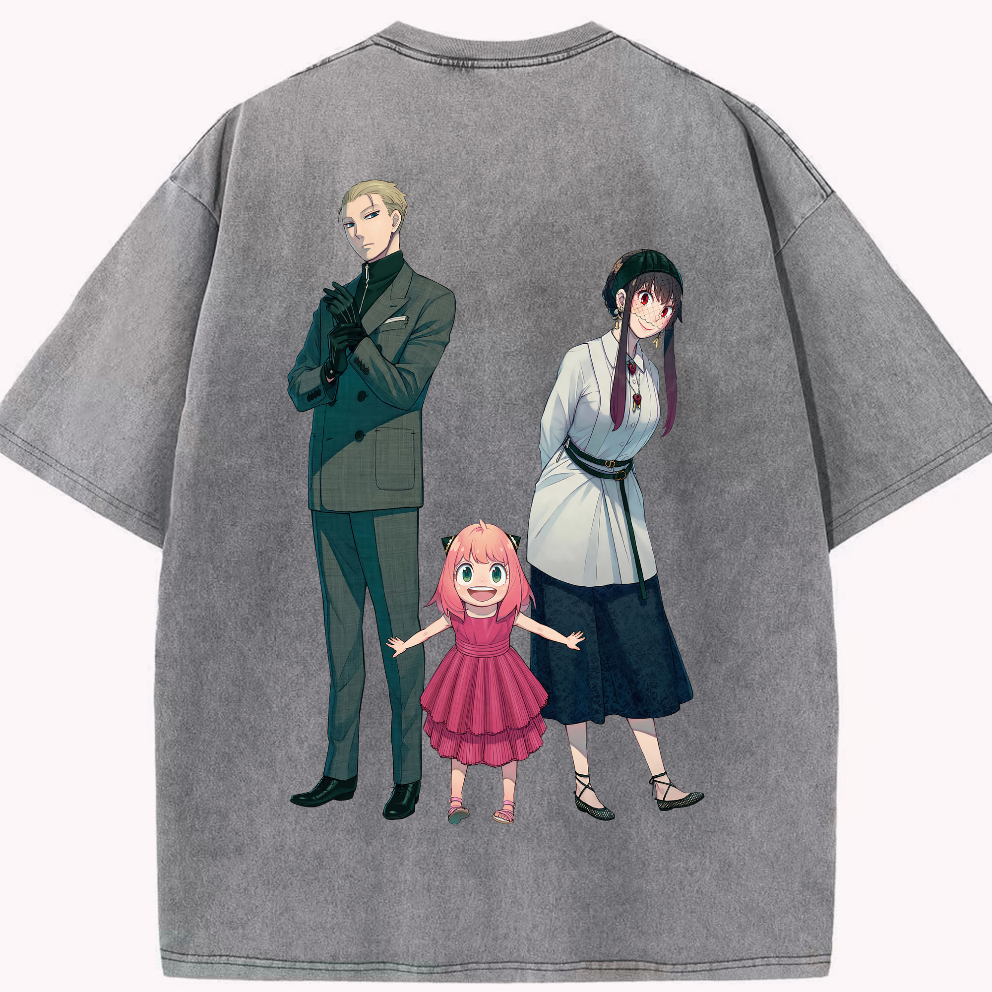 （画像用） SPY×FAMILY间谍家家酒 綿100% ヴィンテージ風 半袖Tシャツ（背面プリント）