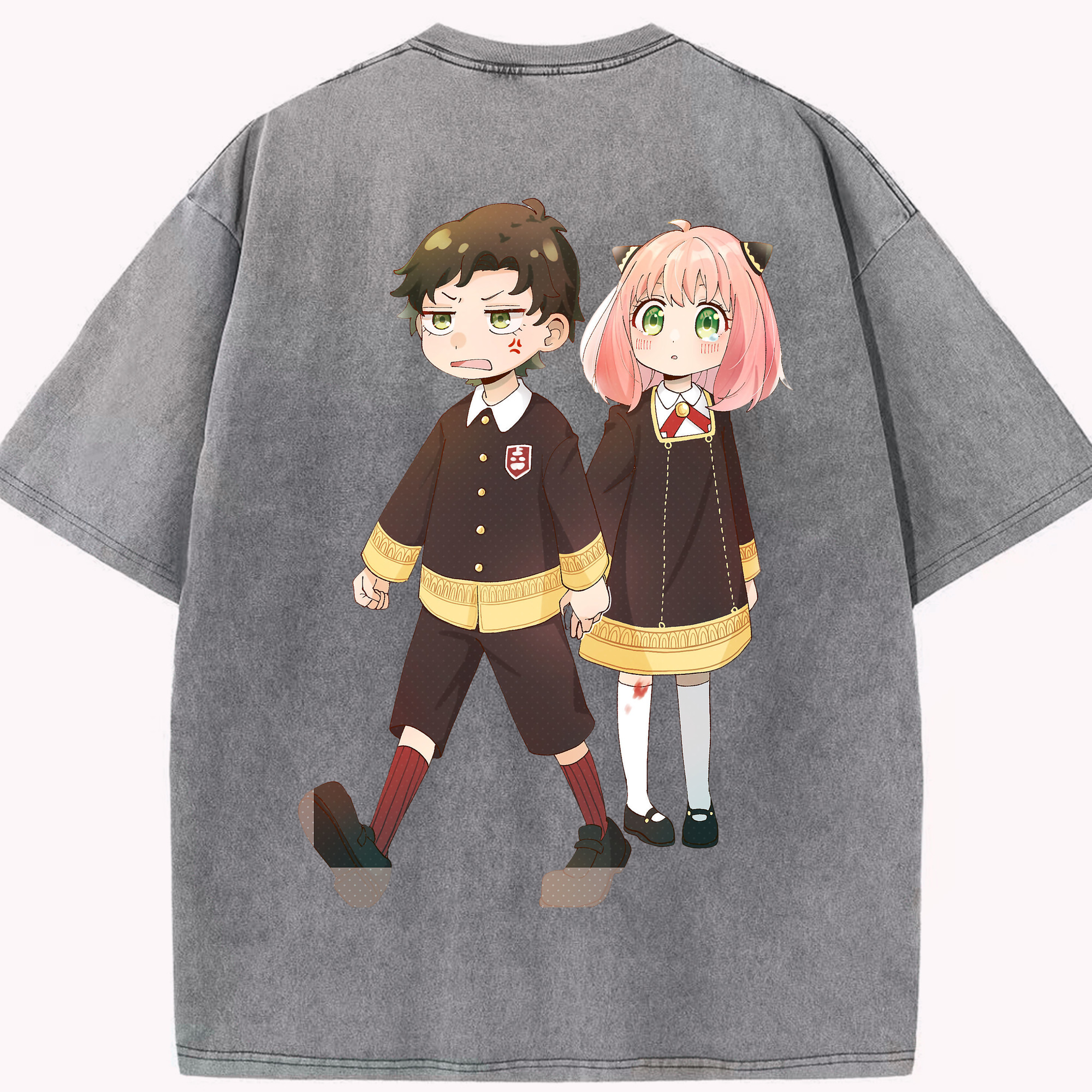 （画像用） SPY×FAMILY间谍家家酒 綿100% ヴィンテージ風 半袖Tシャツ（背面プリント）
