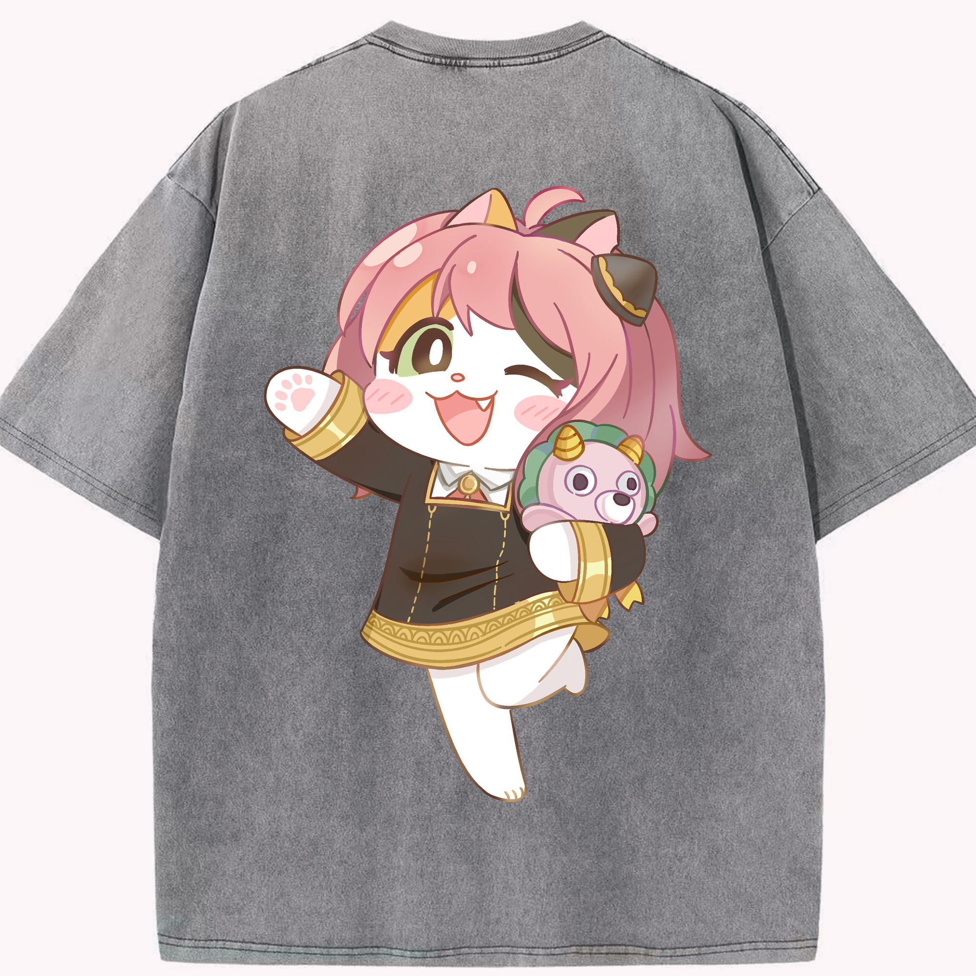 （画像用） SPY×FAMILY间谍家家酒 綿100% ヴィンテージ風 半袖Tシャツ（背面プリント）