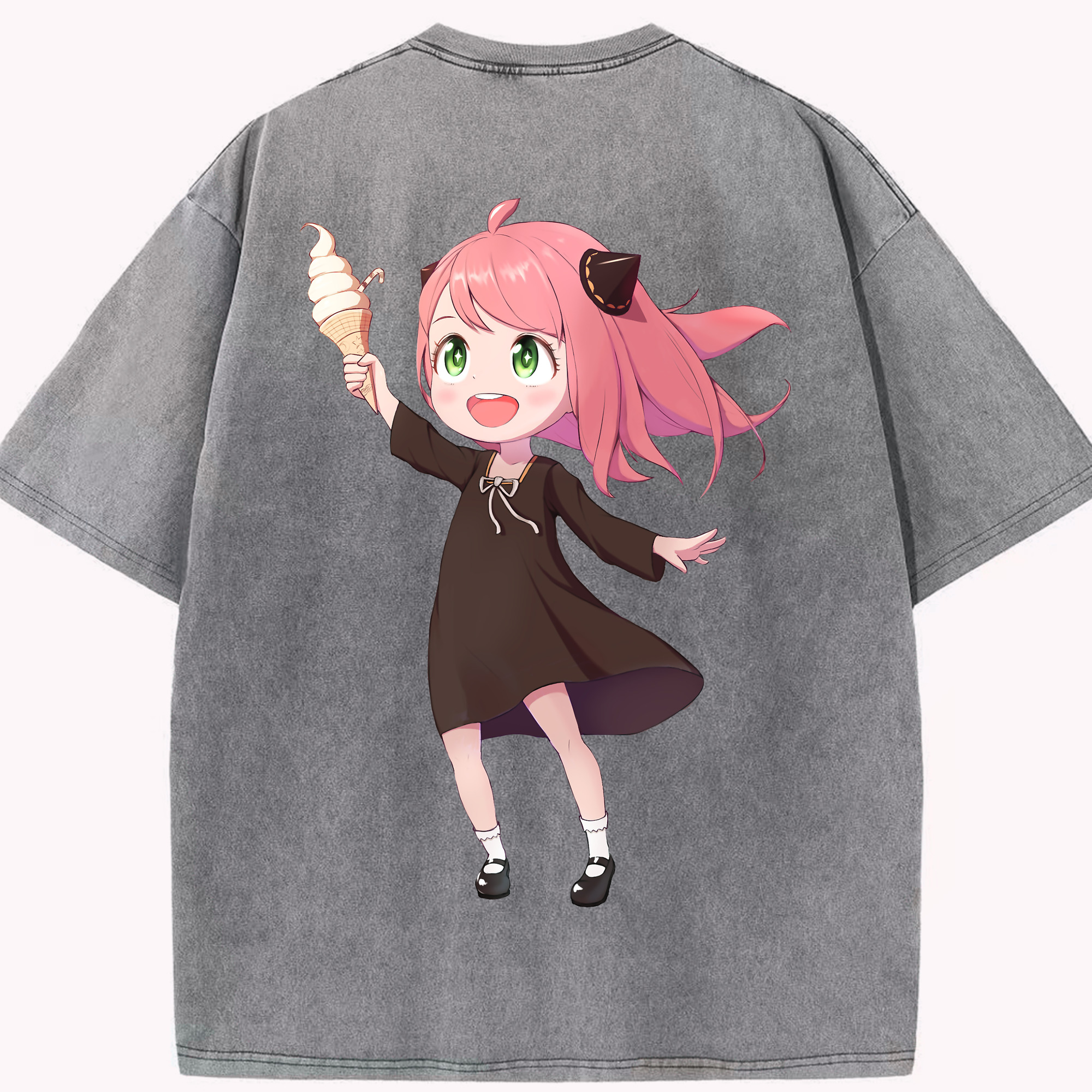 （画像用） SPY×FAMILY间谍家家酒 綿100% ヴィンテージ風 半袖Tシャツ（背面プリント）
