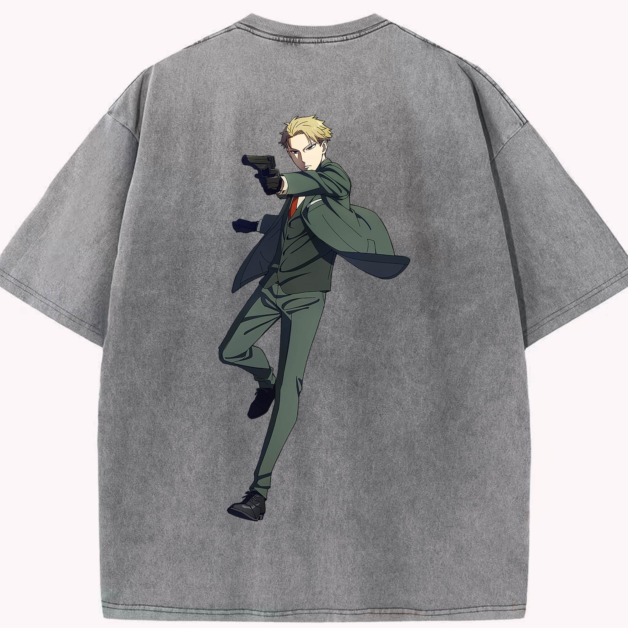 （画像用） SPY×FAMILY间谍家家酒 綿100% ヴィンテージ風 半袖Tシャツ（背面プリント）