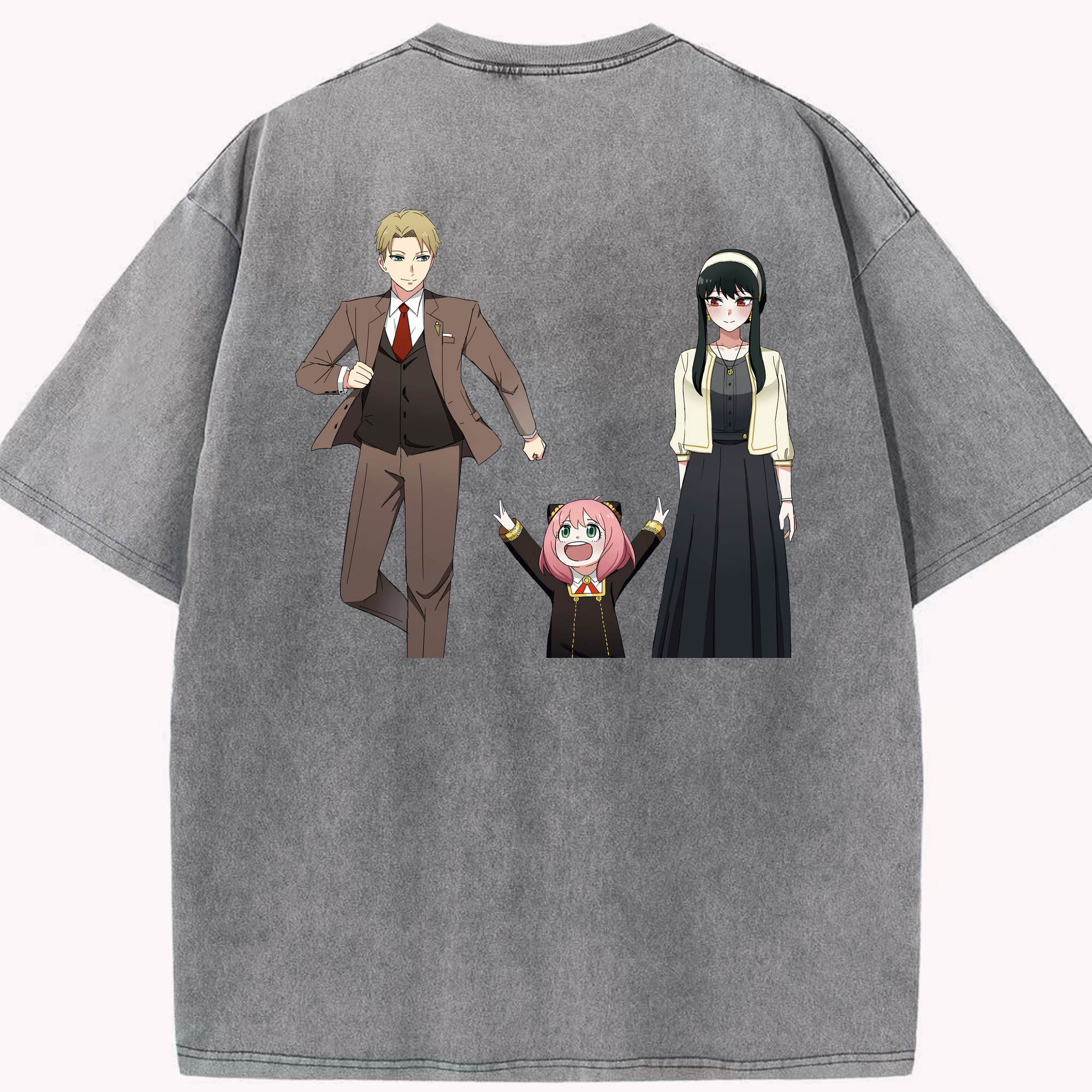 （画像用） SPY×FAMILY间谍家家酒 綿100% ヴィンテージ風 半袖Tシャツ（背面プリント）