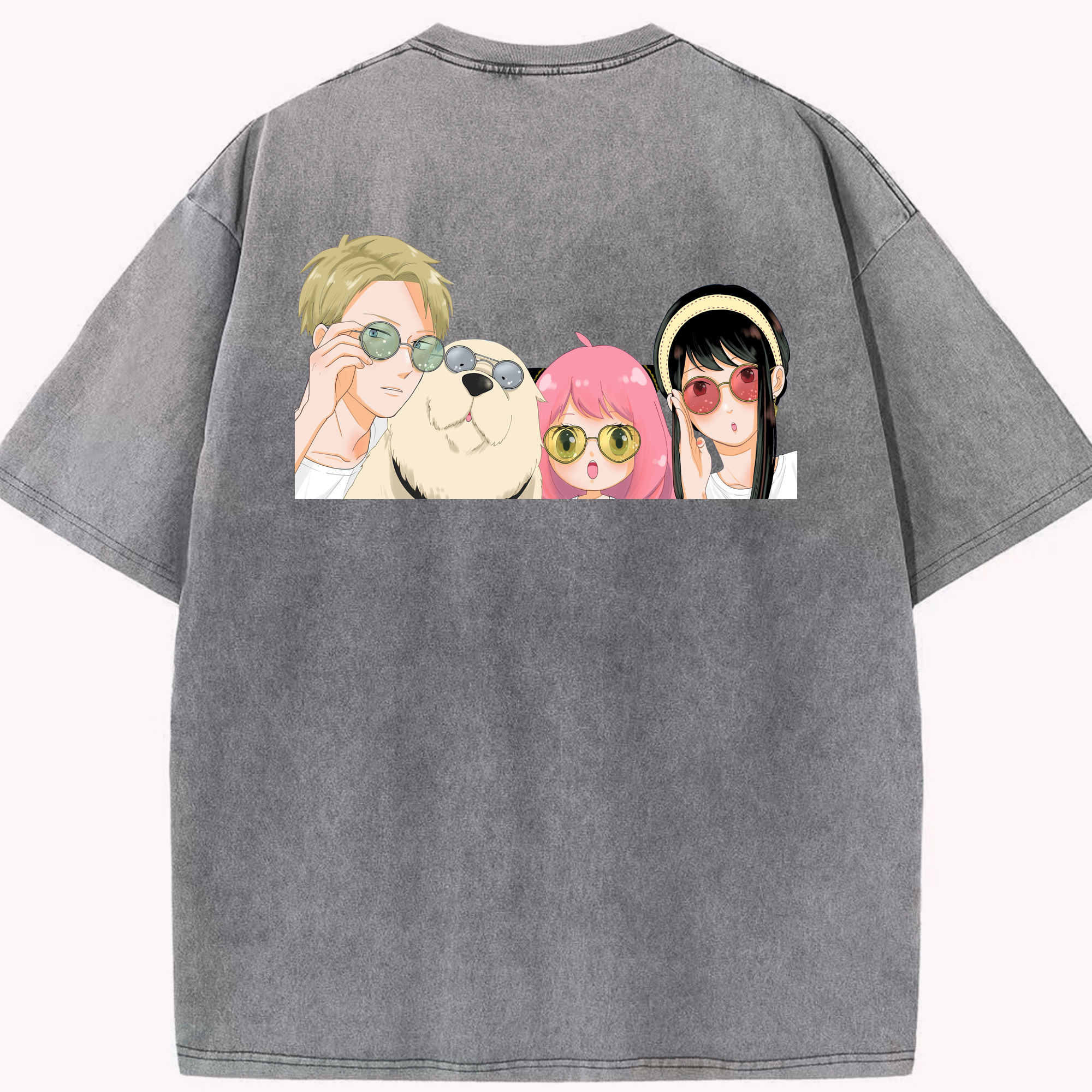 （画像用） SPY×FAMILY间谍家家酒 綿100% ヴィンテージ風 半袖Tシャツ（背面プリント）
