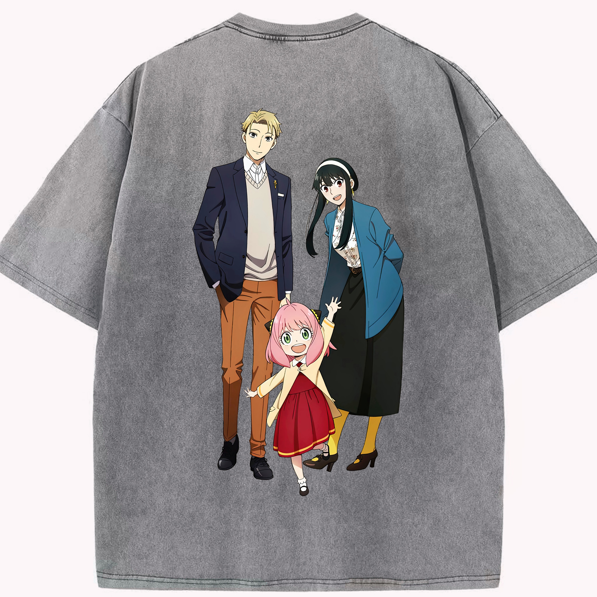 （画像用） SPY×FAMILY间谍家家酒 綿100% ヴィンテージ風 半袖Tシャツ（背面プリント）