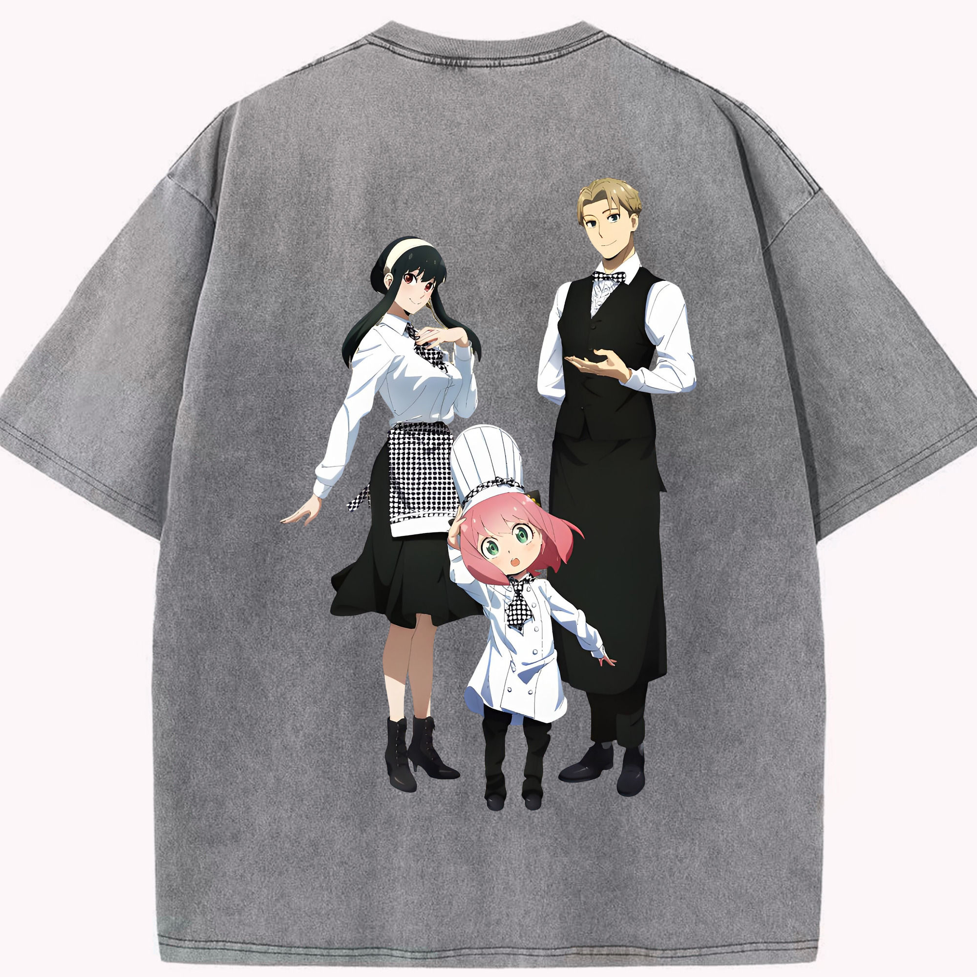 （画像用） SPY×FAMILY间谍家家酒 綿100% ヴィンテージ風 半袖Tシャツ（背面プリント）