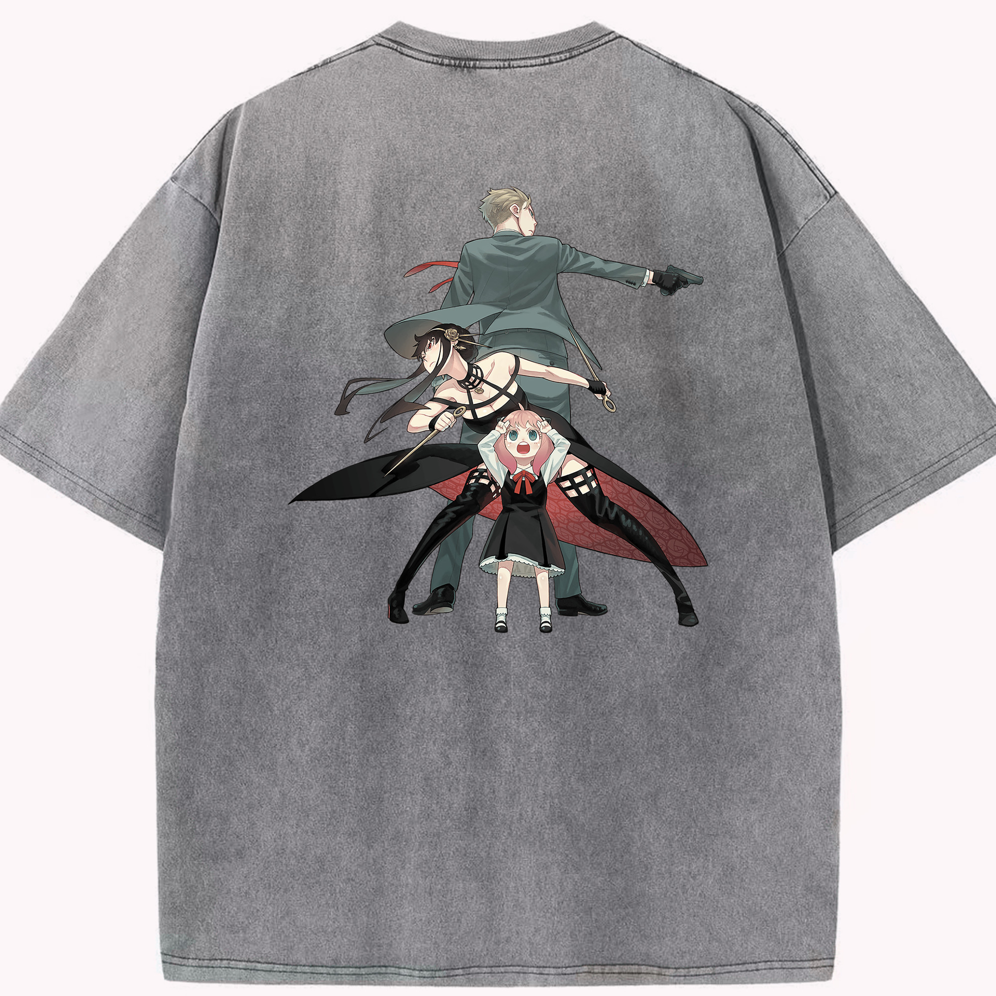 （画像用） SPY×FAMILY间谍家家酒 綿100% ヴィンテージ風 半袖Tシャツ（背面プリント）