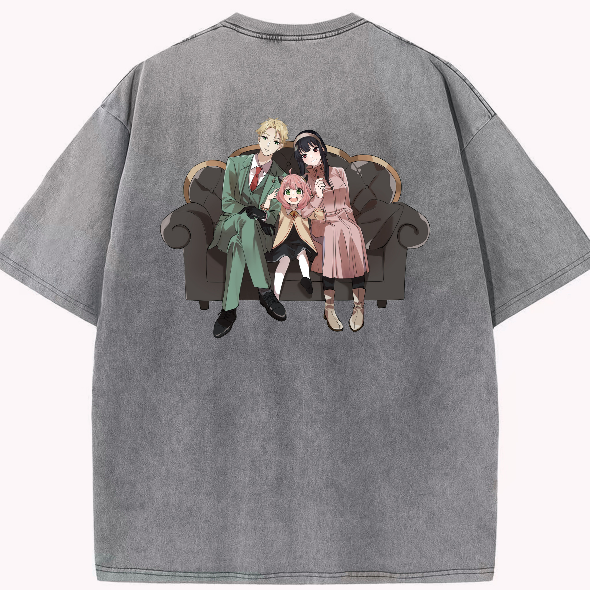 （画像用） SPY×FAMILY间谍家家酒 綿100% ヴィンテージ風 半袖Tシャツ（背面プリント）