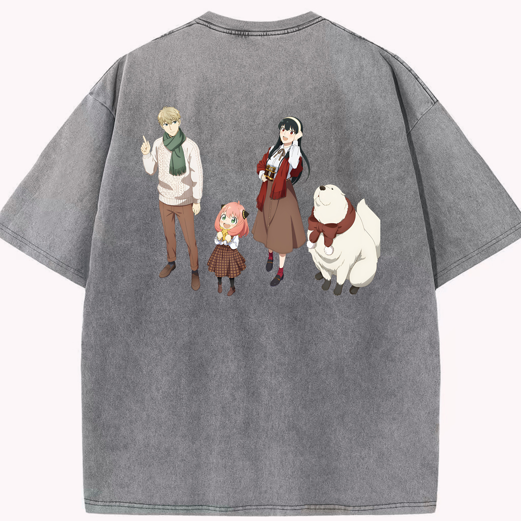 （画像用） SPY×FAMILY间谍家家酒 綿100% ヴィンテージ風 半袖Tシャツ（背面プリント）