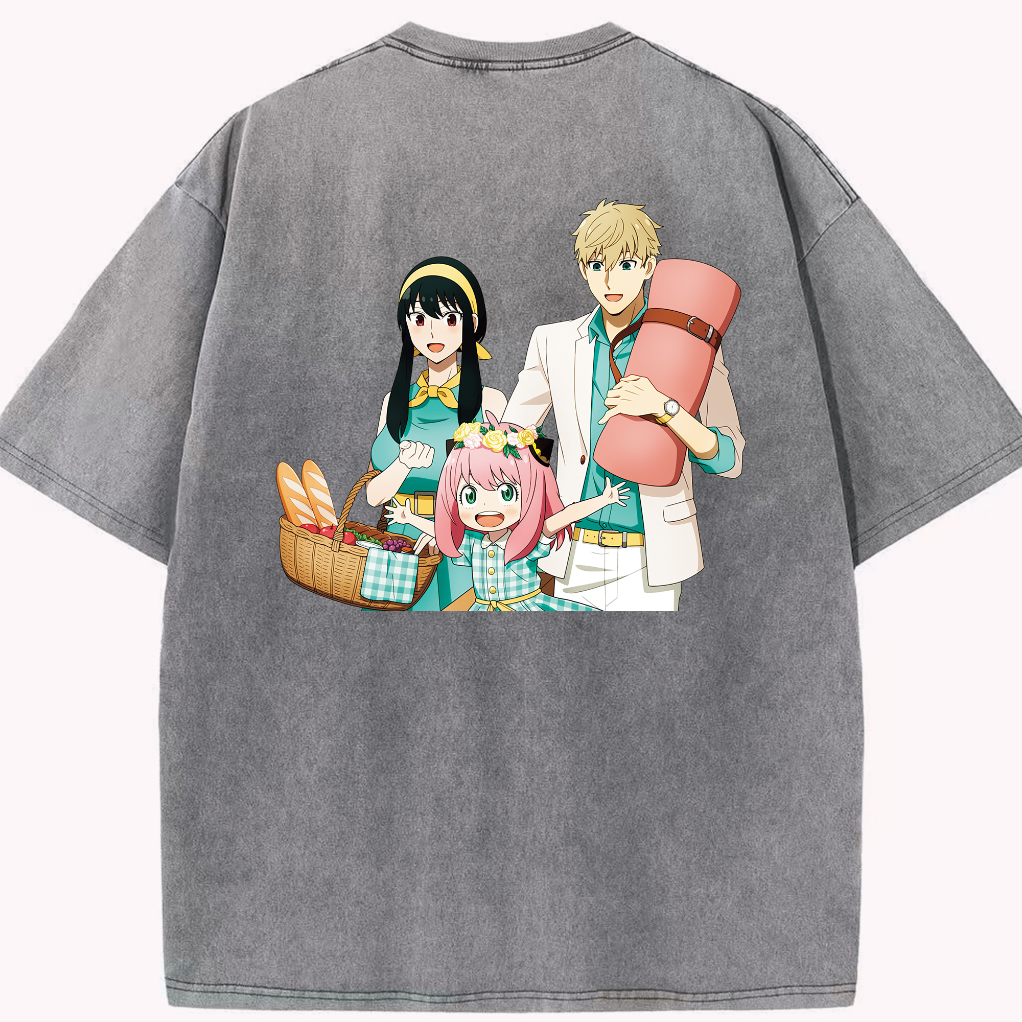 （画像用） SPY×FAMILY间谍家家酒 綿100% ヴィンテージ風 半袖Tシャツ（背面プリント）