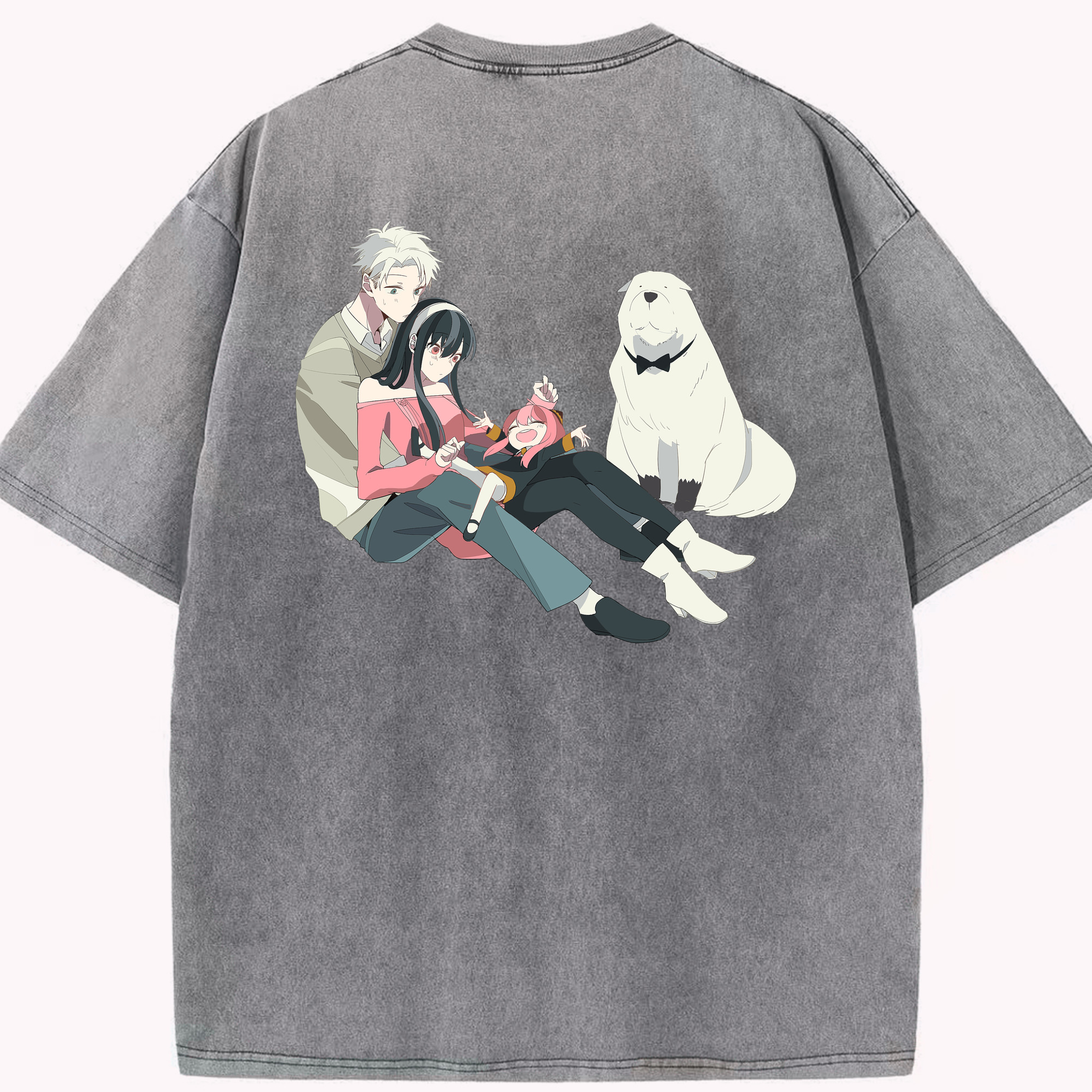 （画像用） SPY×FAMILY间谍家家酒 綿100% ヴィンテージ風 半袖Tシャツ（背面プリント）