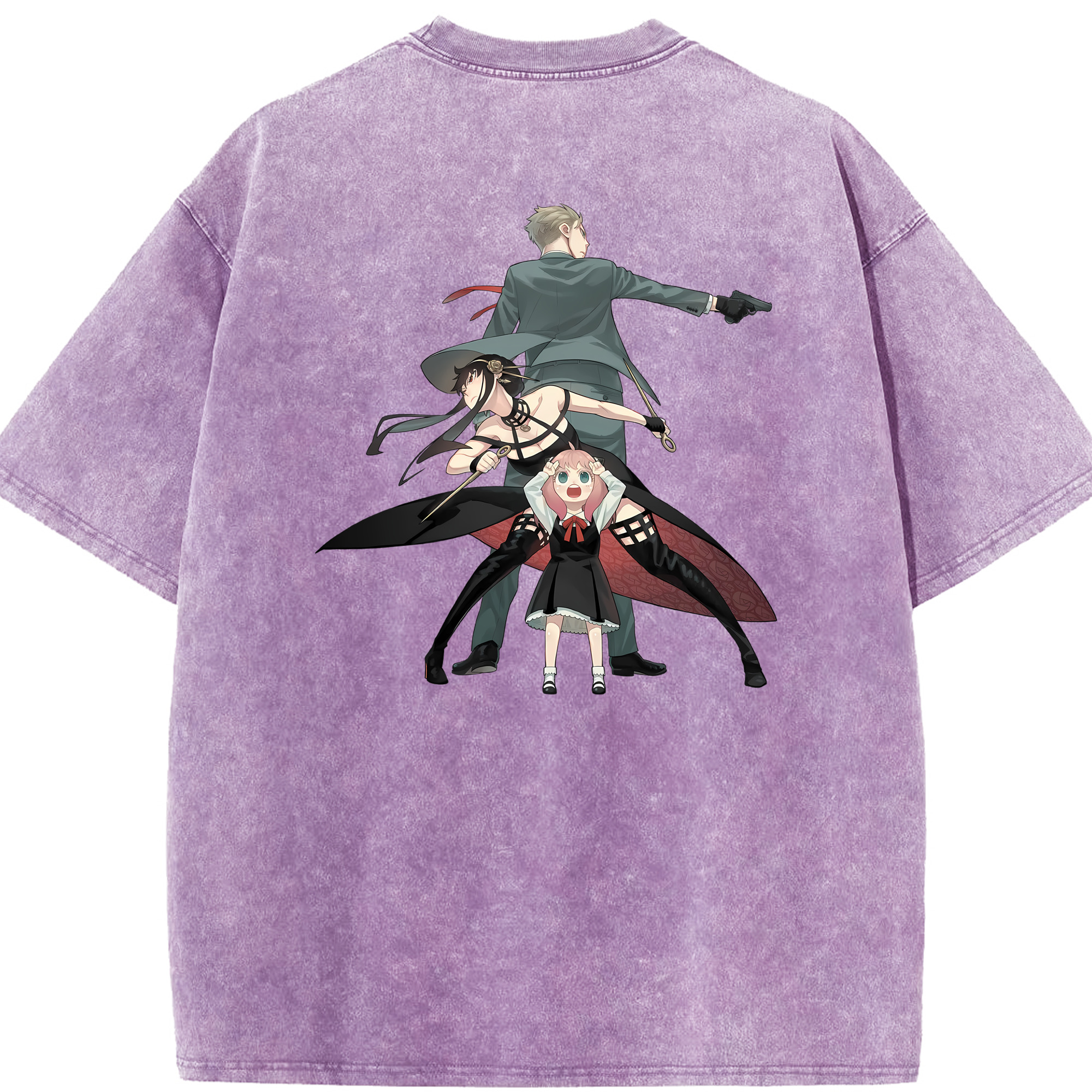 （画像用） SPY×FAMILY间谍家家酒 綿100% ヴィンテージ風 半袖Tシャツ（背面プリント）