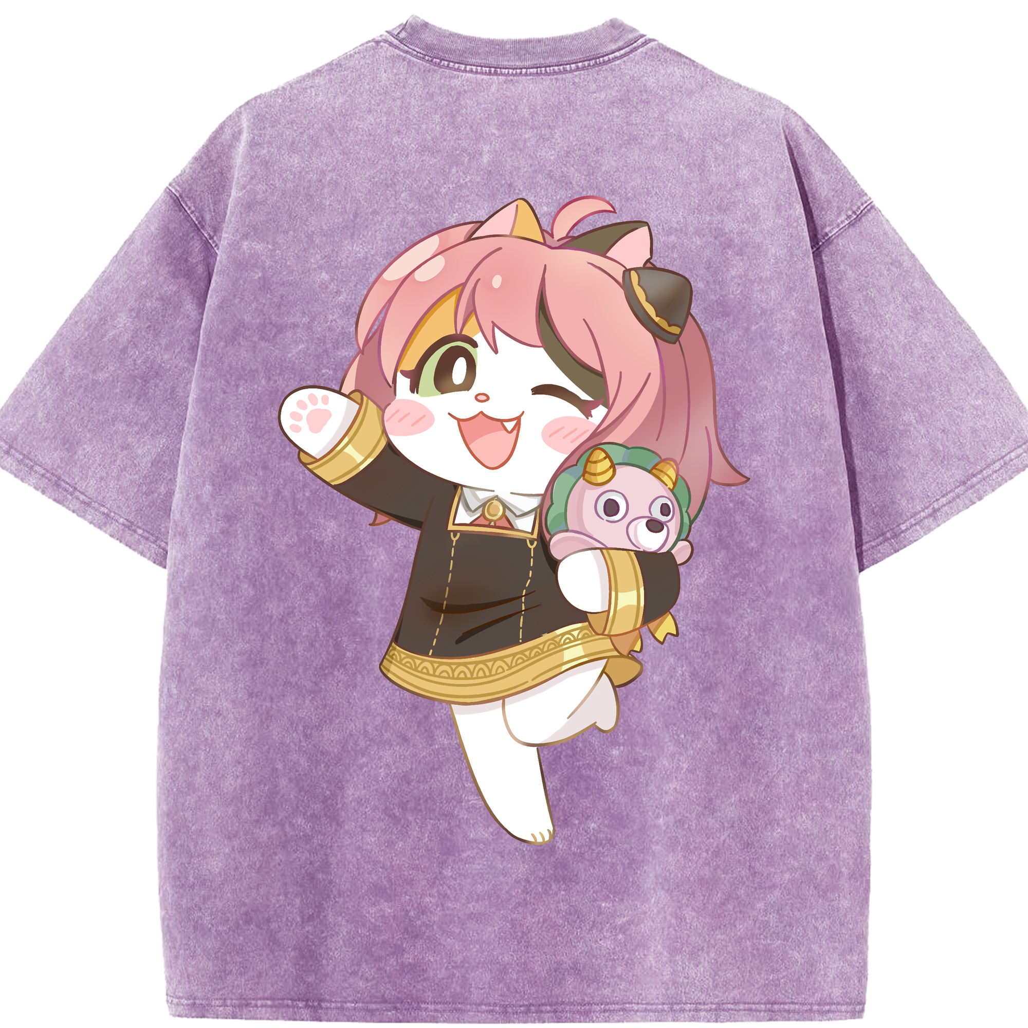 （画像用） SPY×FAMILY间谍家家酒 綿100% ヴィンテージ風 半袖Tシャツ（背面プリント）