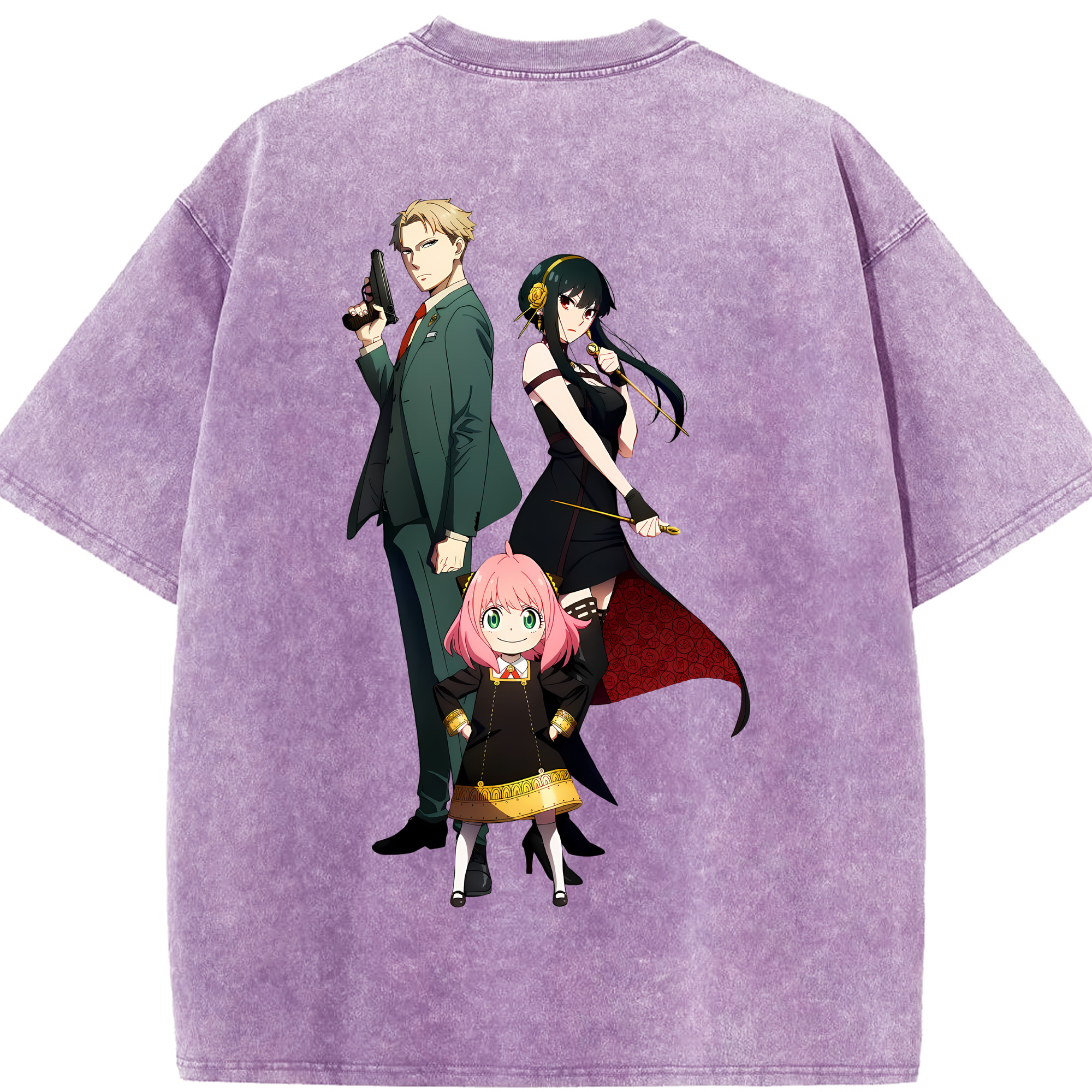 （画像用） SPY×FAMILY间谍家家酒 綿100% ヴィンテージ風 半袖Tシャツ（背面プリント）