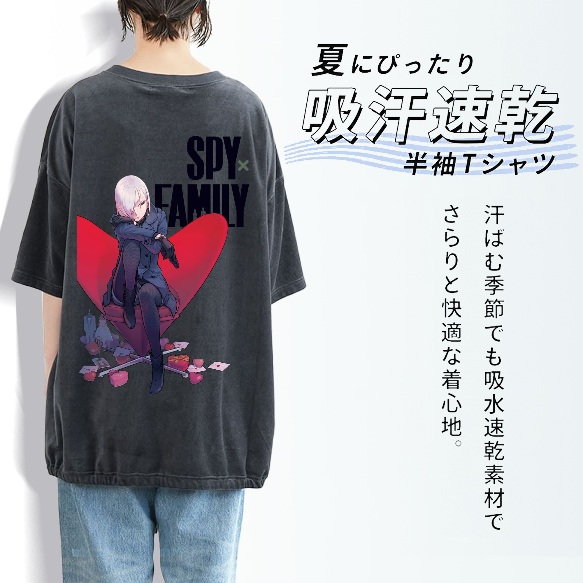 SPY×FAMILY间谍家家酒 綿100% ヴィンテージ風 半袖Tシャツ（背面プリント）