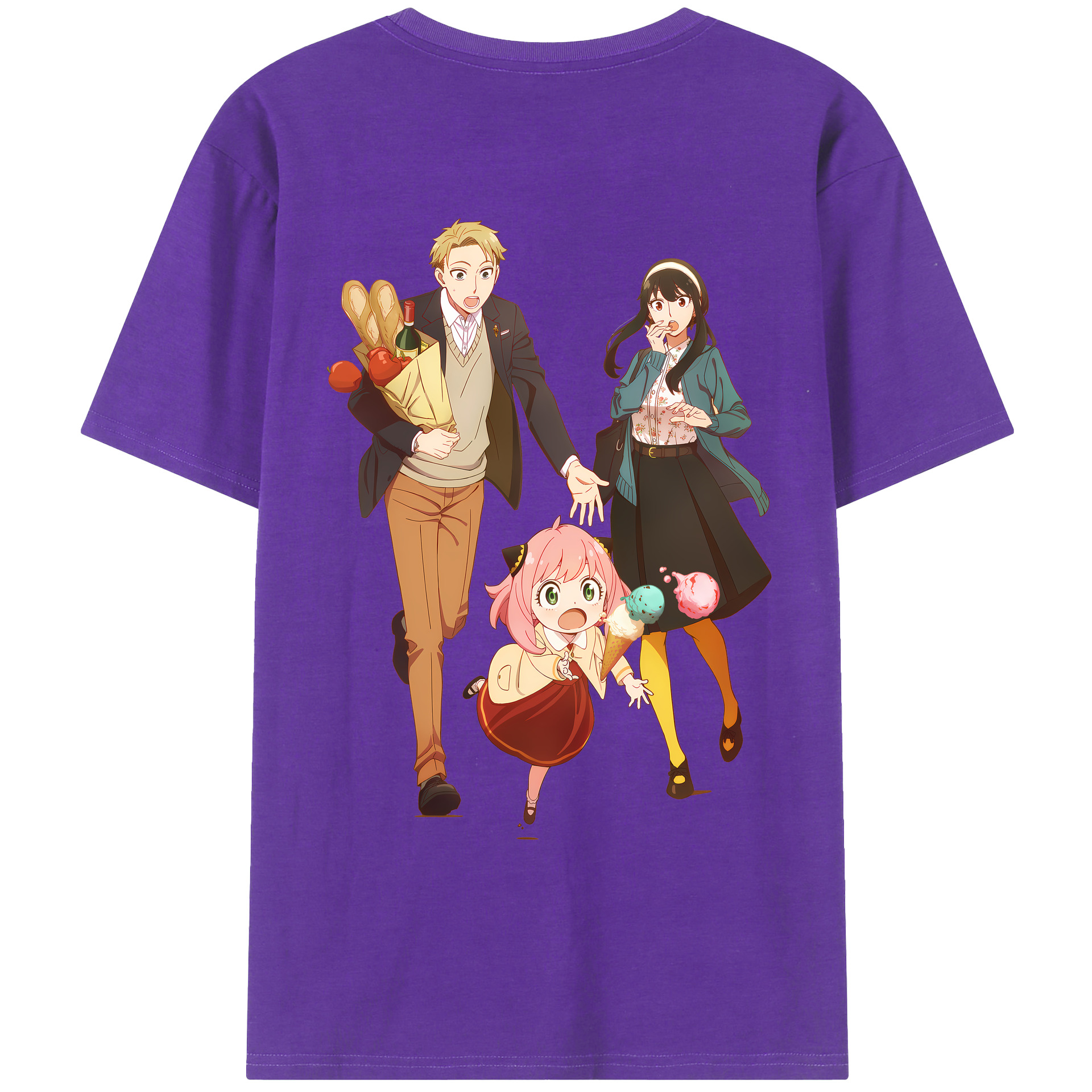 （画像用） SPY×FAMILY间谍家家酒 綿100％ メンズ半袖Tシャツ（バックプリント） 通気性