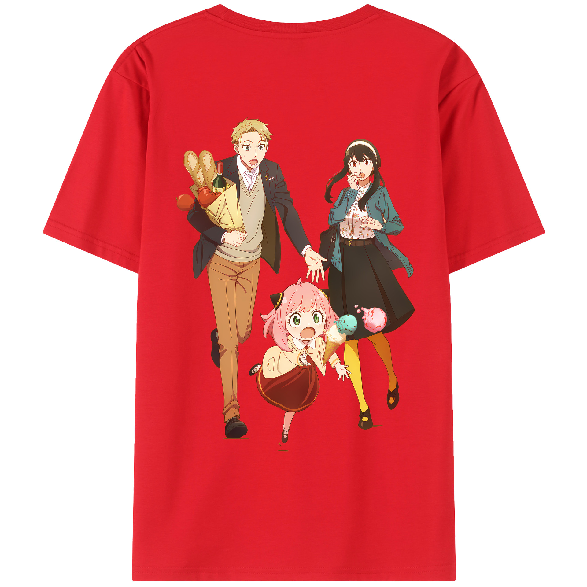 （画像用） SPY×FAMILY间谍家家酒 綿100％ メンズ半袖Tシャツ（バックプリント） 通気性