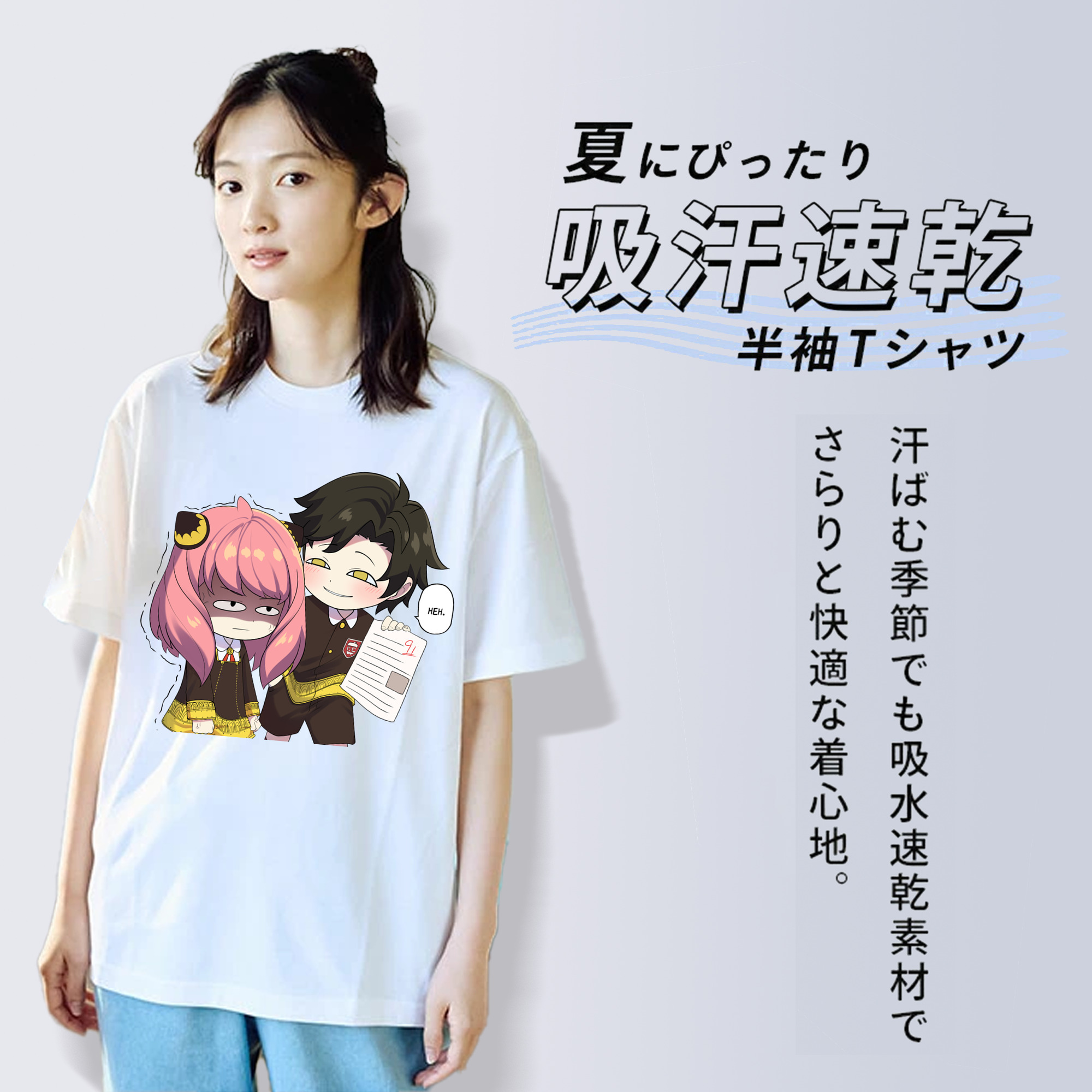 SPY×FAMILY间谍家家酒 レディースカジュアルプリントTシャツ（綿100％）
