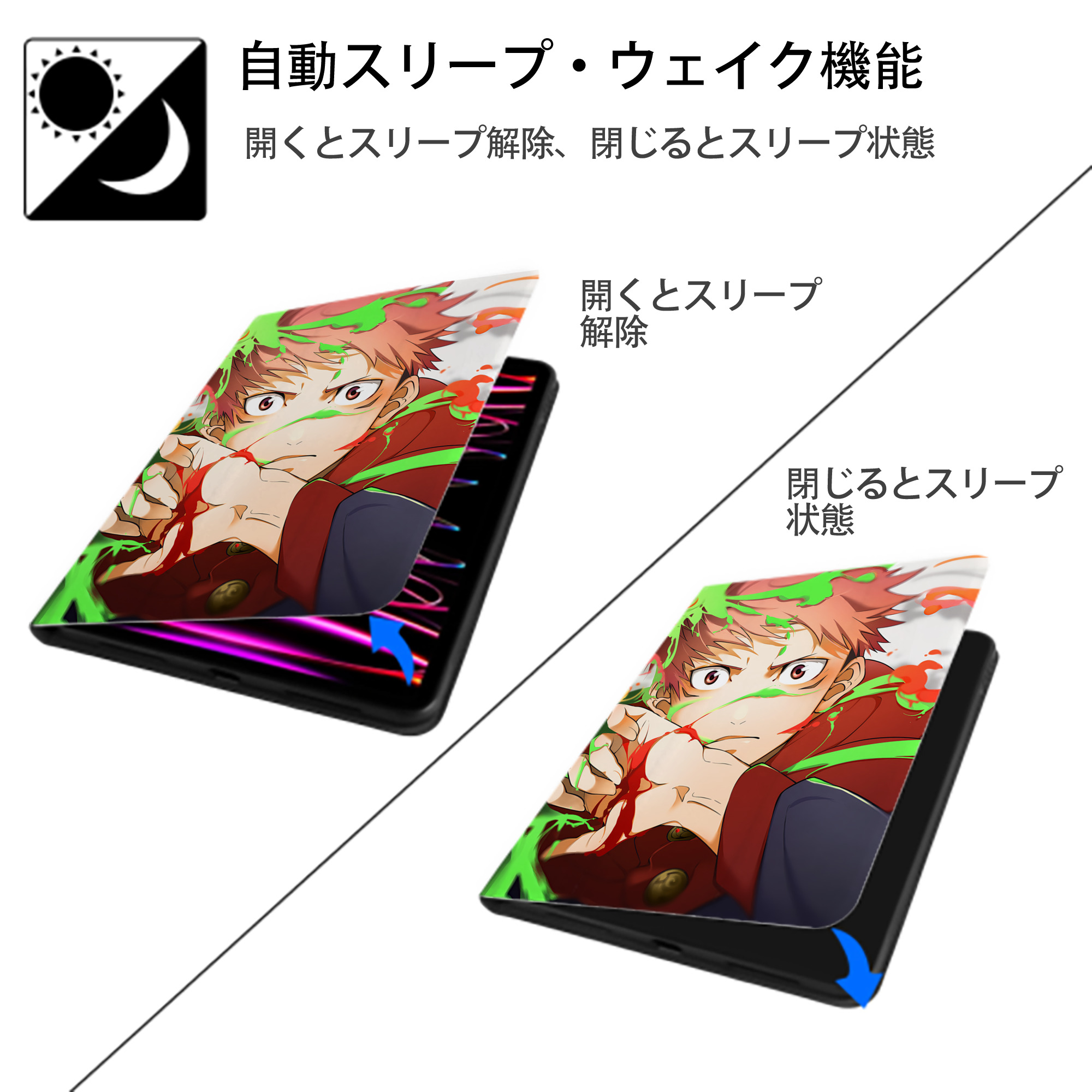 SPY×FAMILY间谍家家酒 IPad ケース ペン収納付き 三つ折りスタンド PUレザー×シリコン 対応機種9.5/10.5/10.9インチ