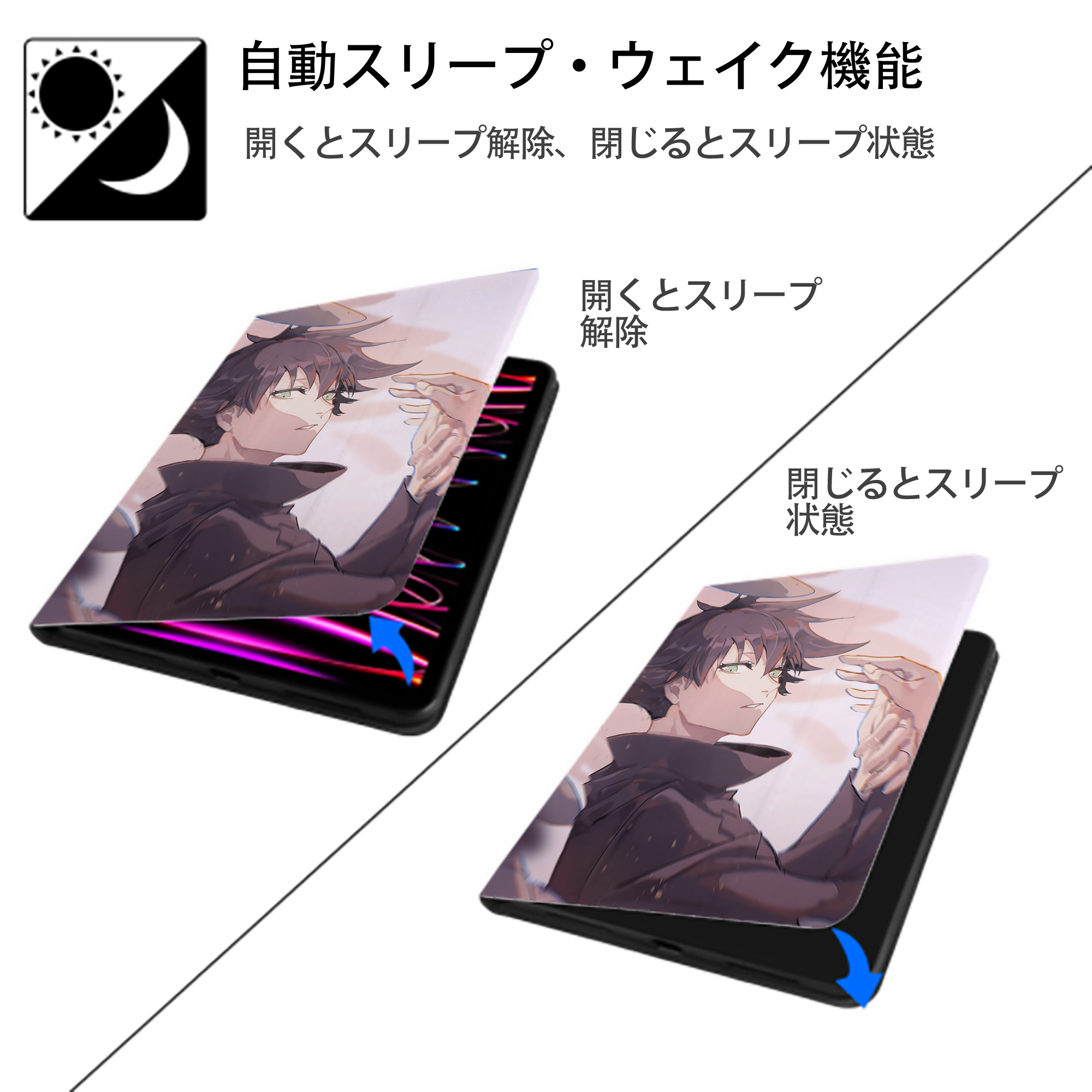 SPY×FAMILY间谍家家酒 IPad ケース ペン収納付き 三つ折りスタンド PUレザー×シリコン 対応機種9.5/10.5/10.9インチ