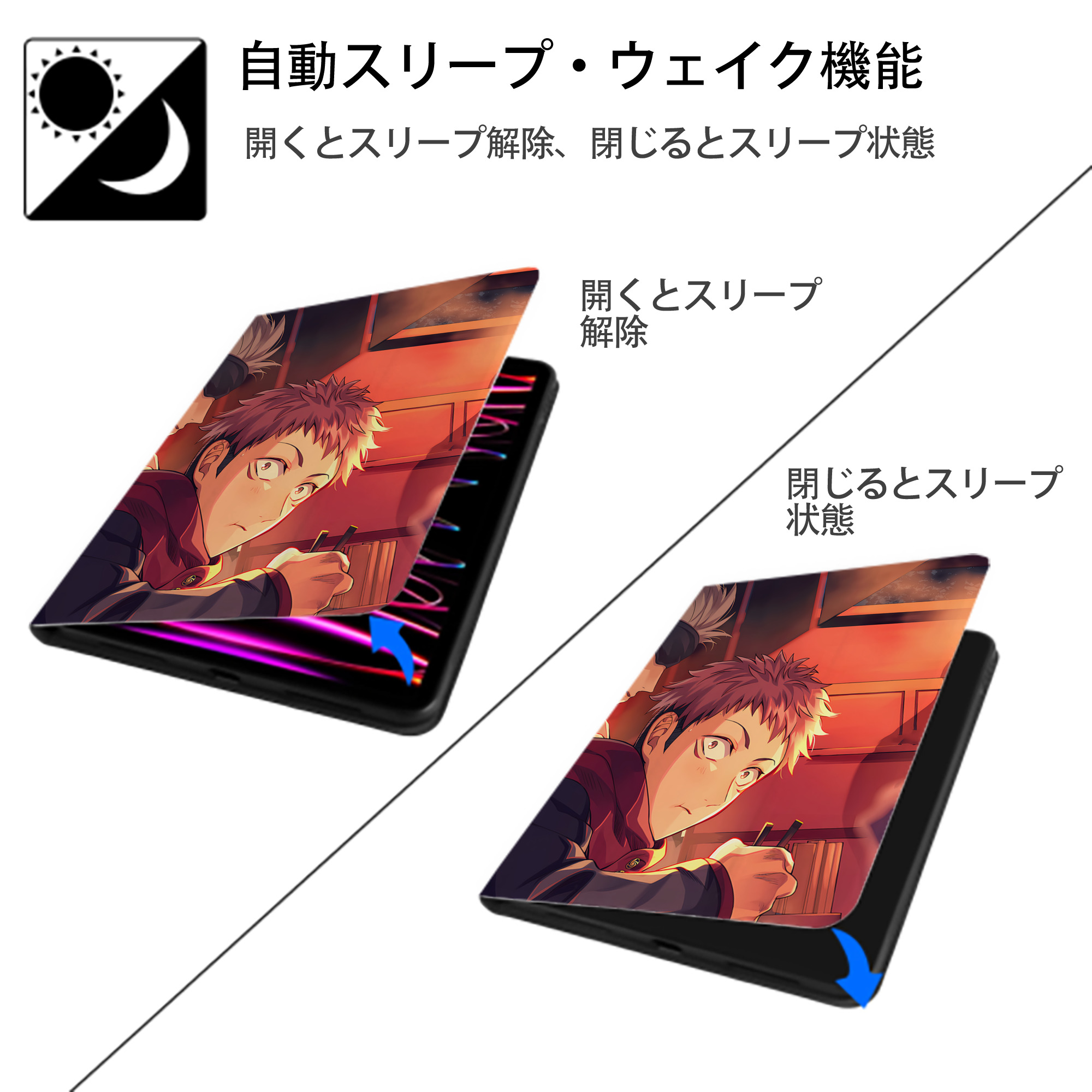 SPY×FAMILY间谍家家酒 IPad ケース ペン収納付き 三つ折りスタンド PUレザー×シリコン 対応機種9.5/10.5/10.9インチ