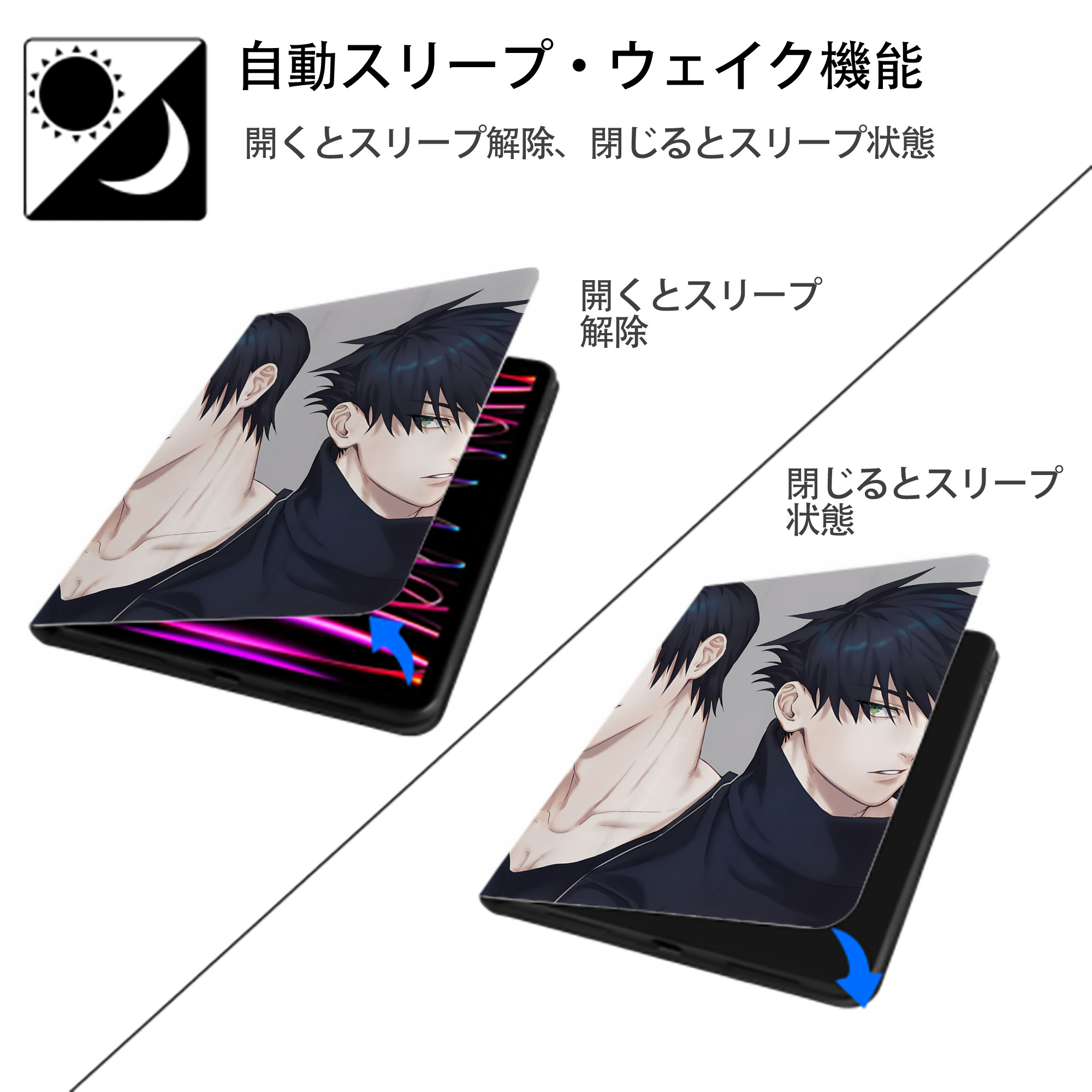 SPY×FAMILY间谍家家酒 IPad ケース ペン収納付き 三つ折りスタンド PUレザー×シリコン 対応機種9.5/10.5/10.9インチ