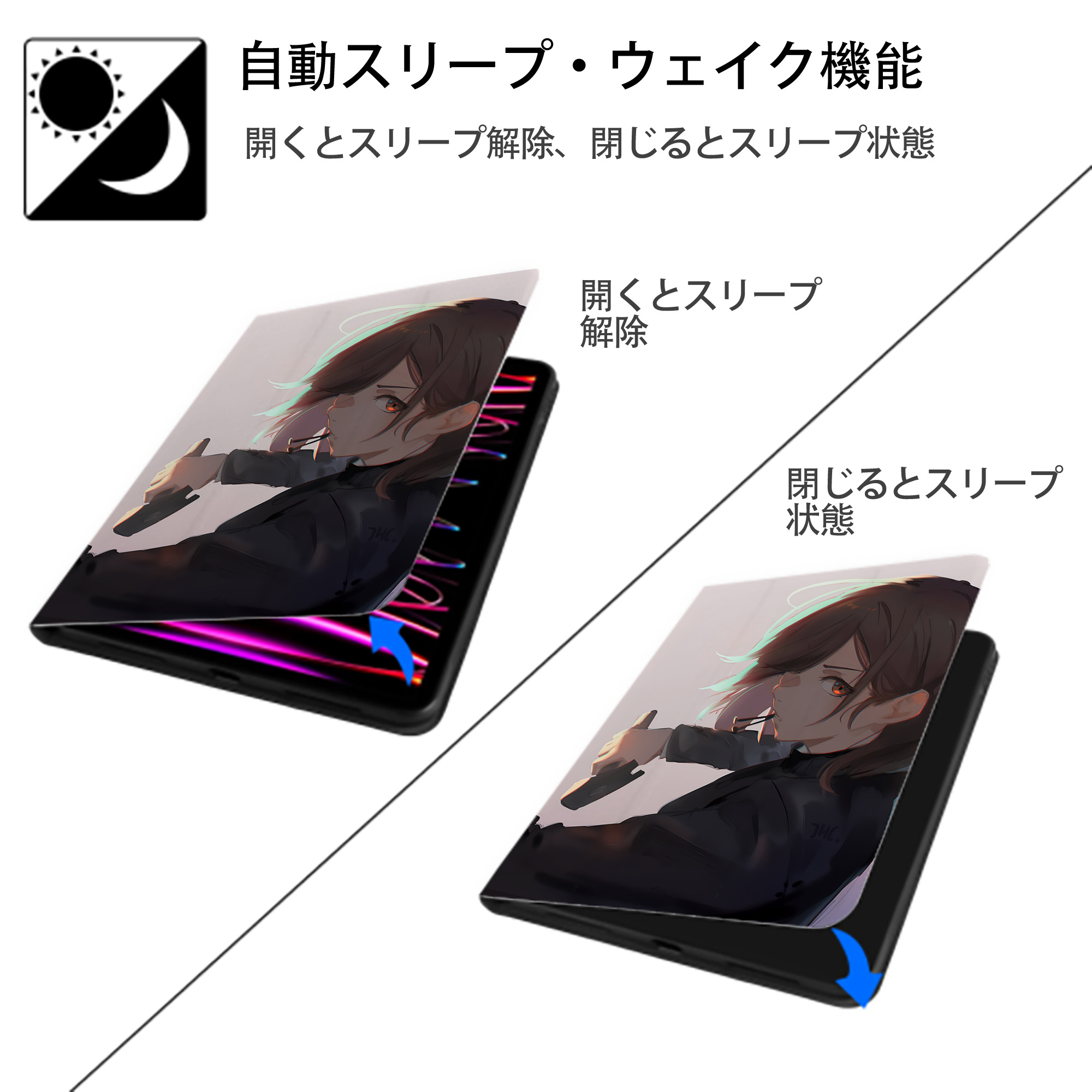 SPY×FAMILY间谍家家酒 IPad ケース ペン収納付き 三つ折りスタンド PUレザー×シリコン 対応機種9.5/10.5/10.9インチ