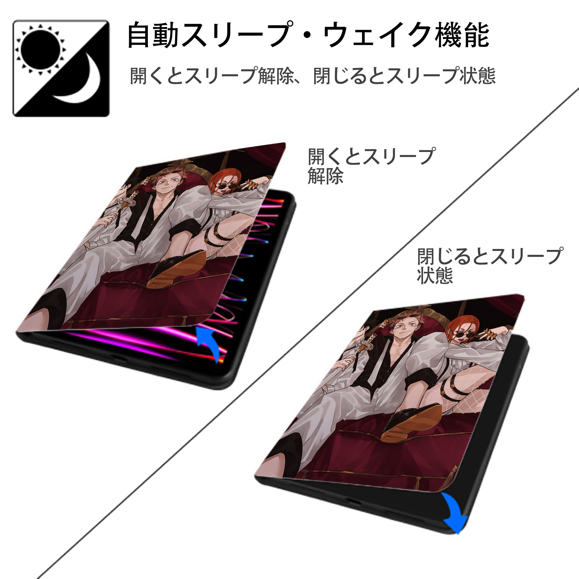 SPY×FAMILY间谍家家酒 IPad ケース ペン収納付き 三つ折りスタンド PUレザー×シリコン 対応機種9.5/10.5/10.9インチ