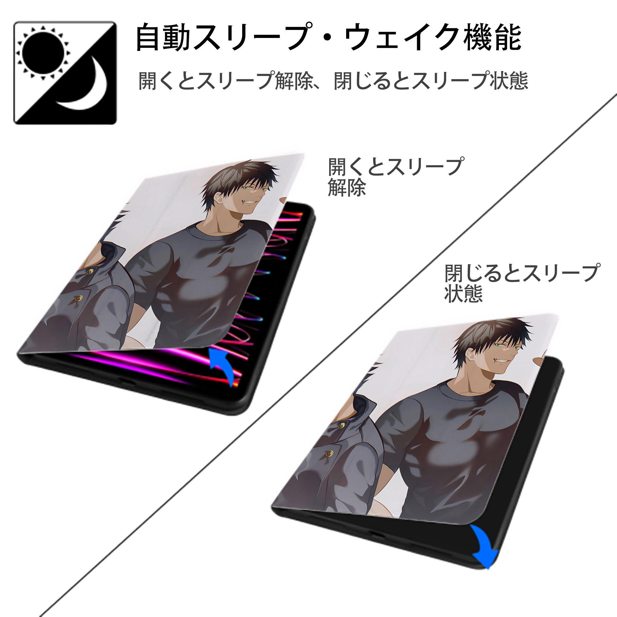 SPY×FAMILY间谍家家酒 IPad ケース ペン収納付き 三つ折りスタンド PUレザー×シリコン 対応機種9.5/10.5/10.9インチ