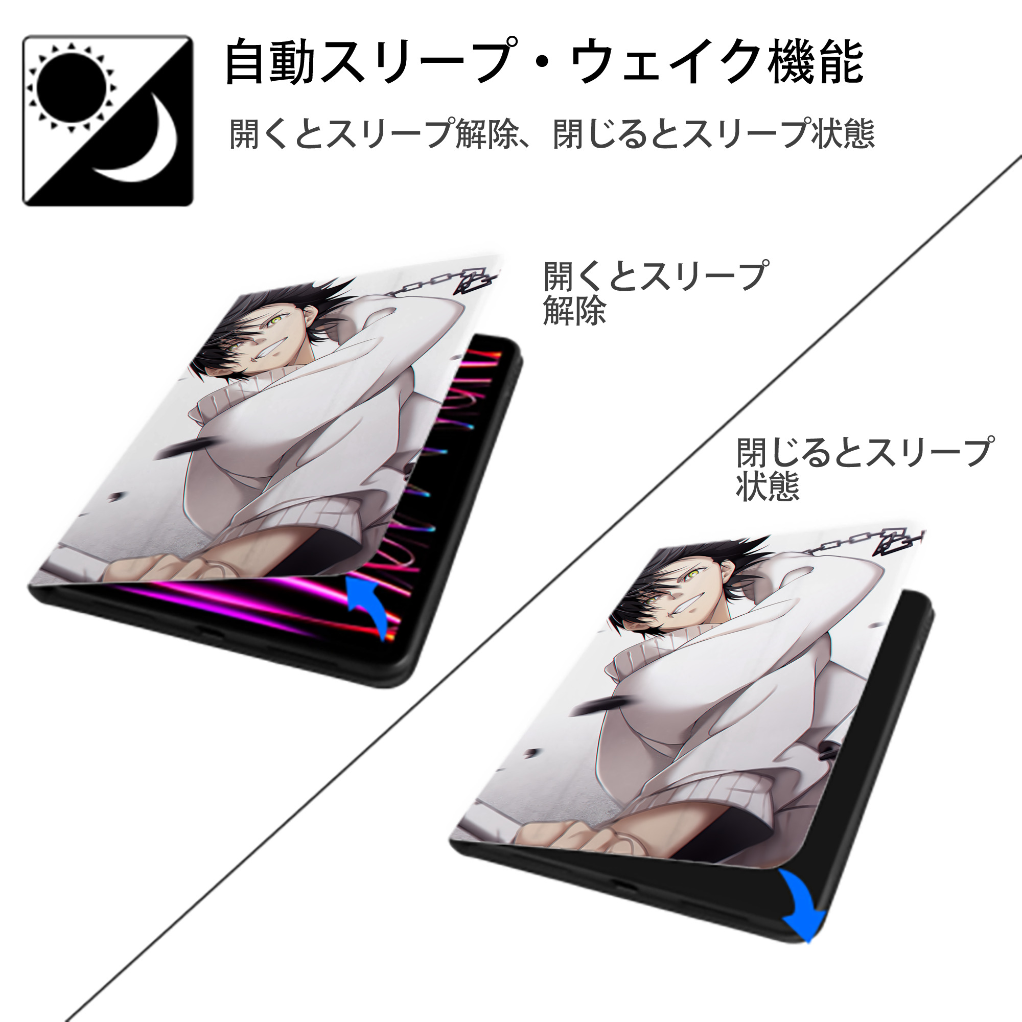 SPY×FAMILY间谍家家酒 IPad ケース ペン収納付き 三つ折りスタンド PUレザー×シリコン 対応機種9.5/10.5/10.9インチ