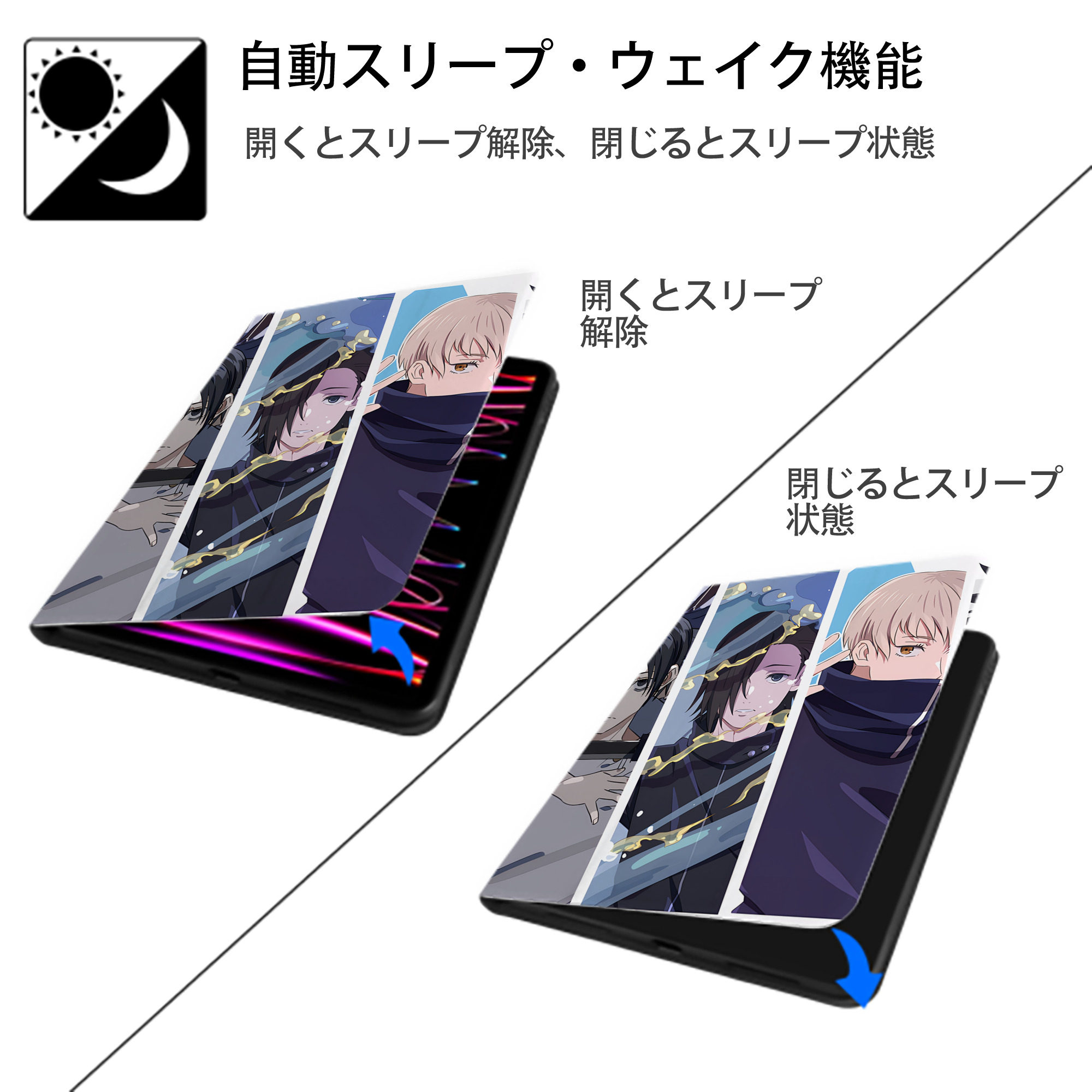 SPY×FAMILY间谍家家酒 IPad ケース ペン収納付き 三つ折りスタンド PUレザー×シリコン 対応機種9.5/10.5/10.9インチ