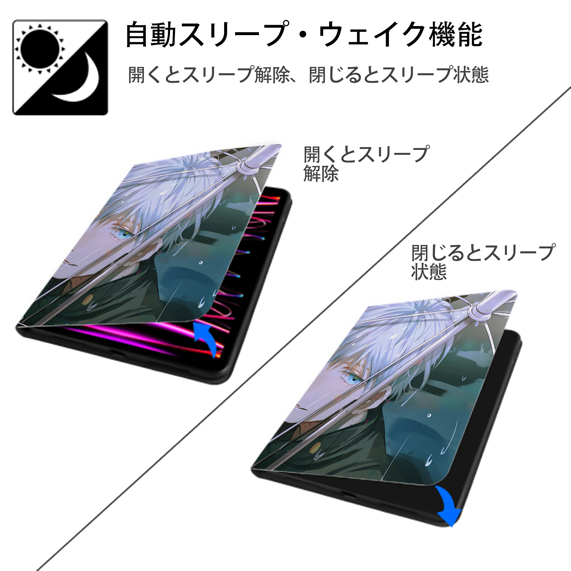 SPY×FAMILY间谍家家酒 IPad ケース ペン収納付き 三つ折りスタンド PUレザー×シリコン 対応機種9.5/10.5/10.9インチ