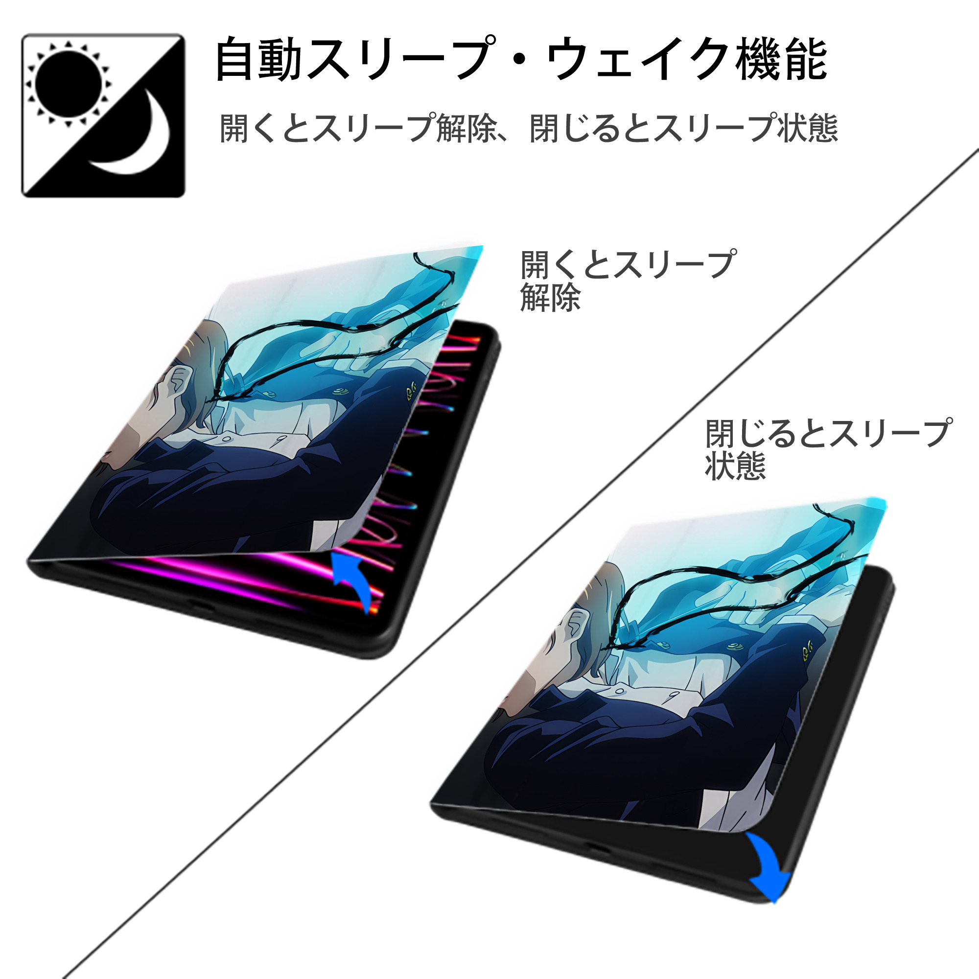SPY×FAMILY间谍家家酒 IPad ケース ペン収納付き 三つ折りスタンド PUレザー×シリコン 対応機種9.5/10.5/10.9インチ